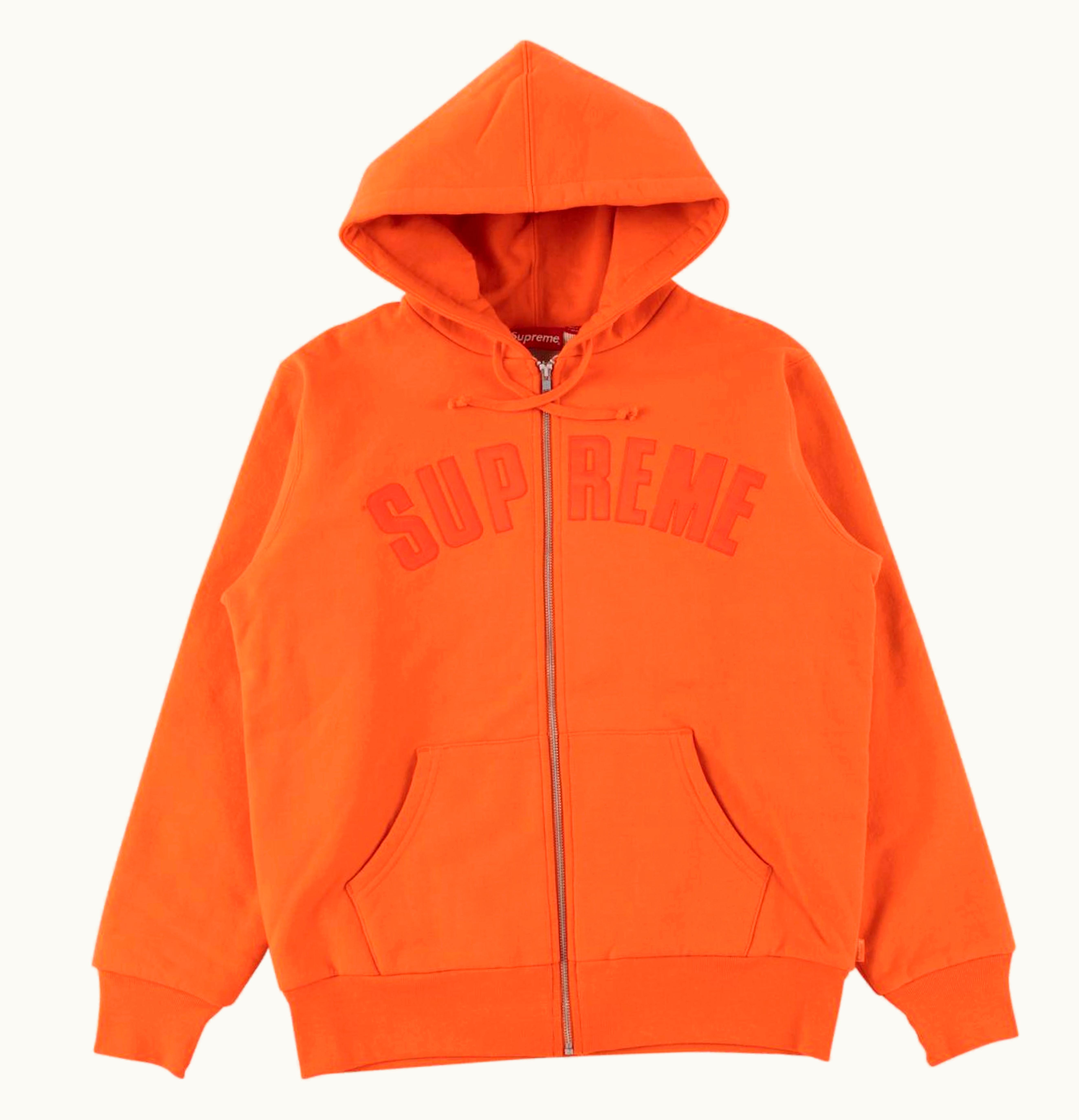 Supreme Supreme Arc Logo Thermal Zip Up Sweatshirt Bright Orange