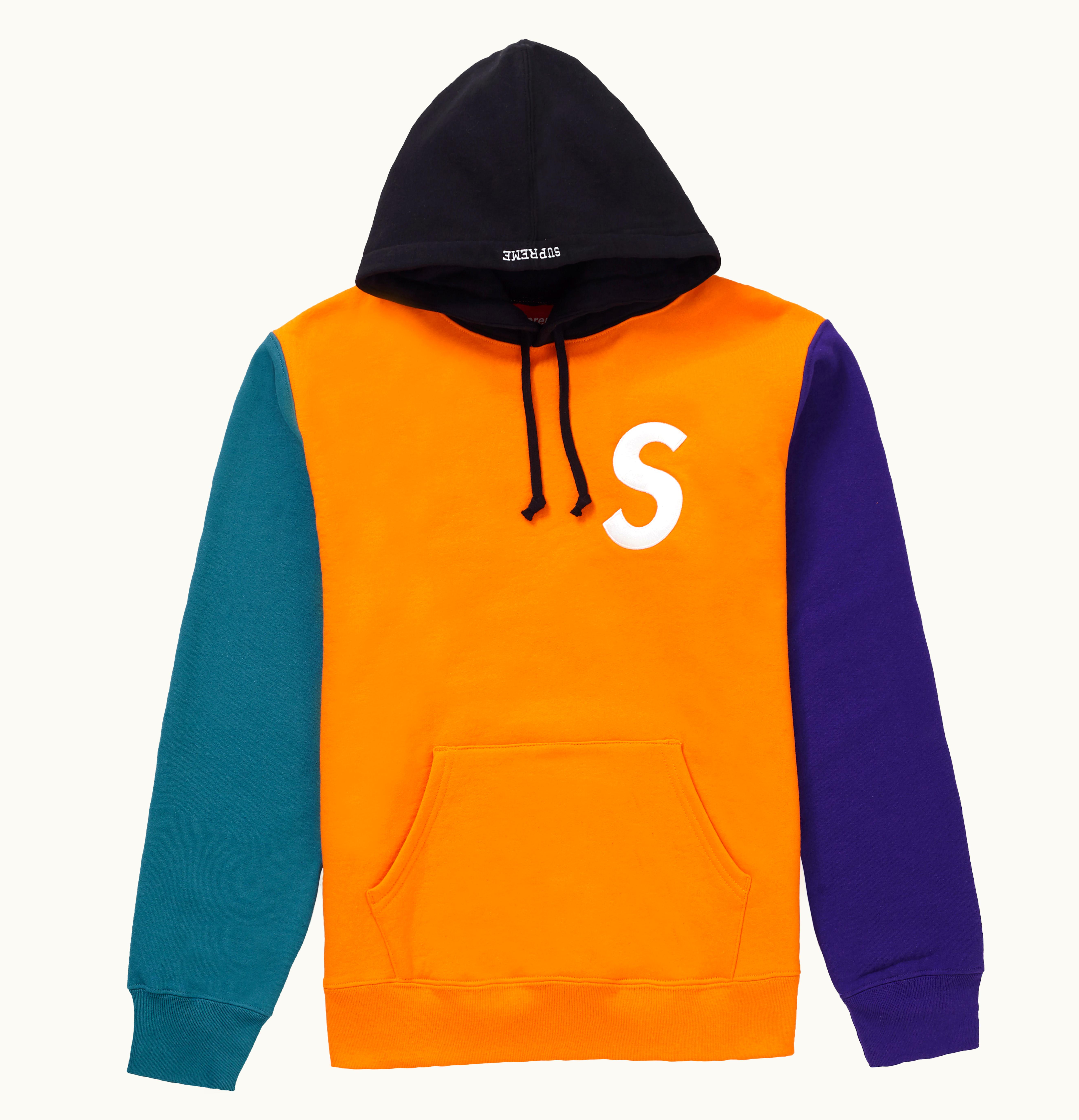 Supreme Supreme S Logo Colorblocked Hooded Sweatshirt Orange