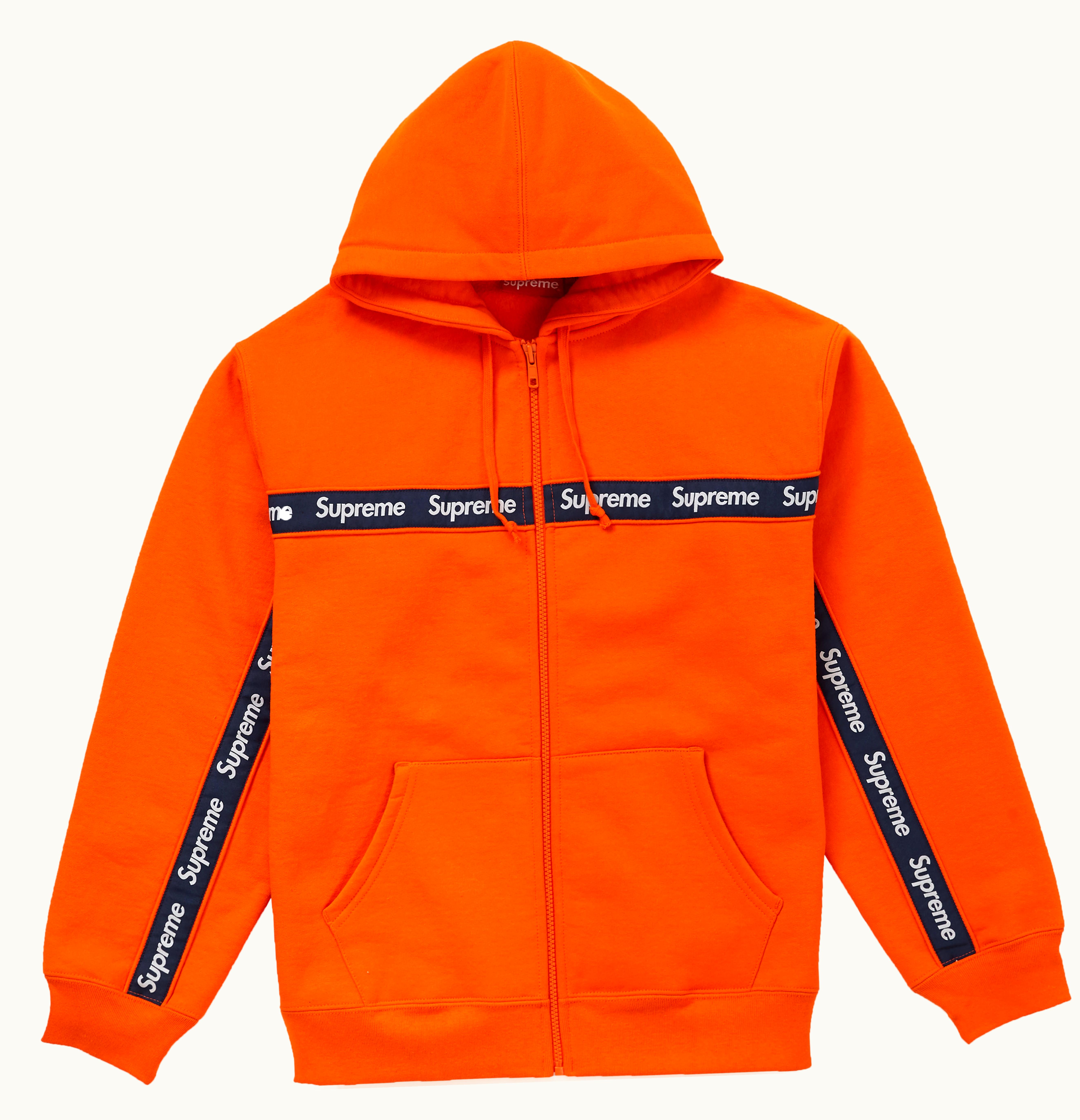 Supreme Supreme Text Stripe Zip Up Hooded Sweatshirt Orange