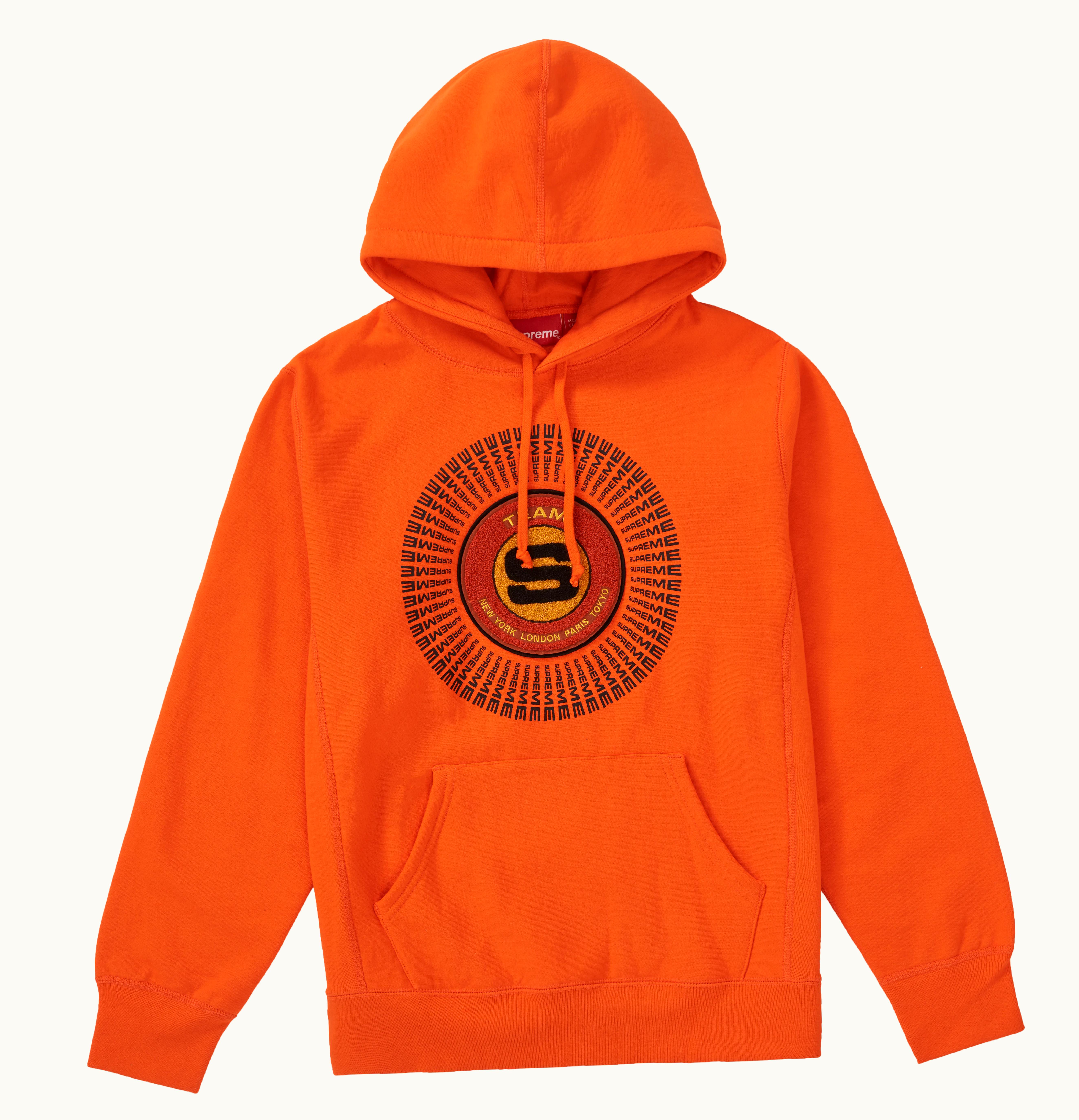 Supreme Supreme Chenille Applique Hooded Sweatshirt Orange