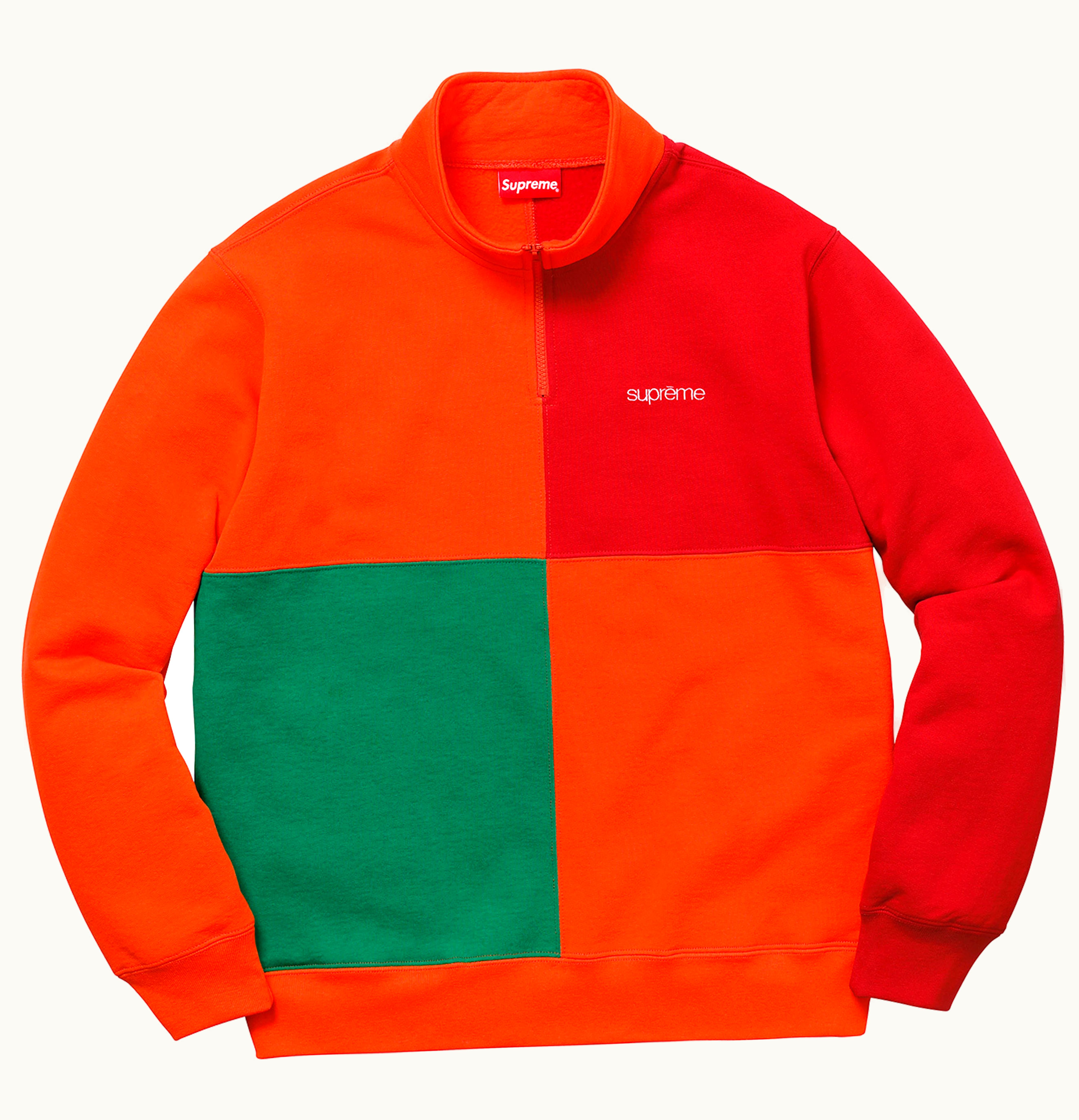 Supreme Supreme Color Blocked Half Zip Sweatshirt Dark Orange