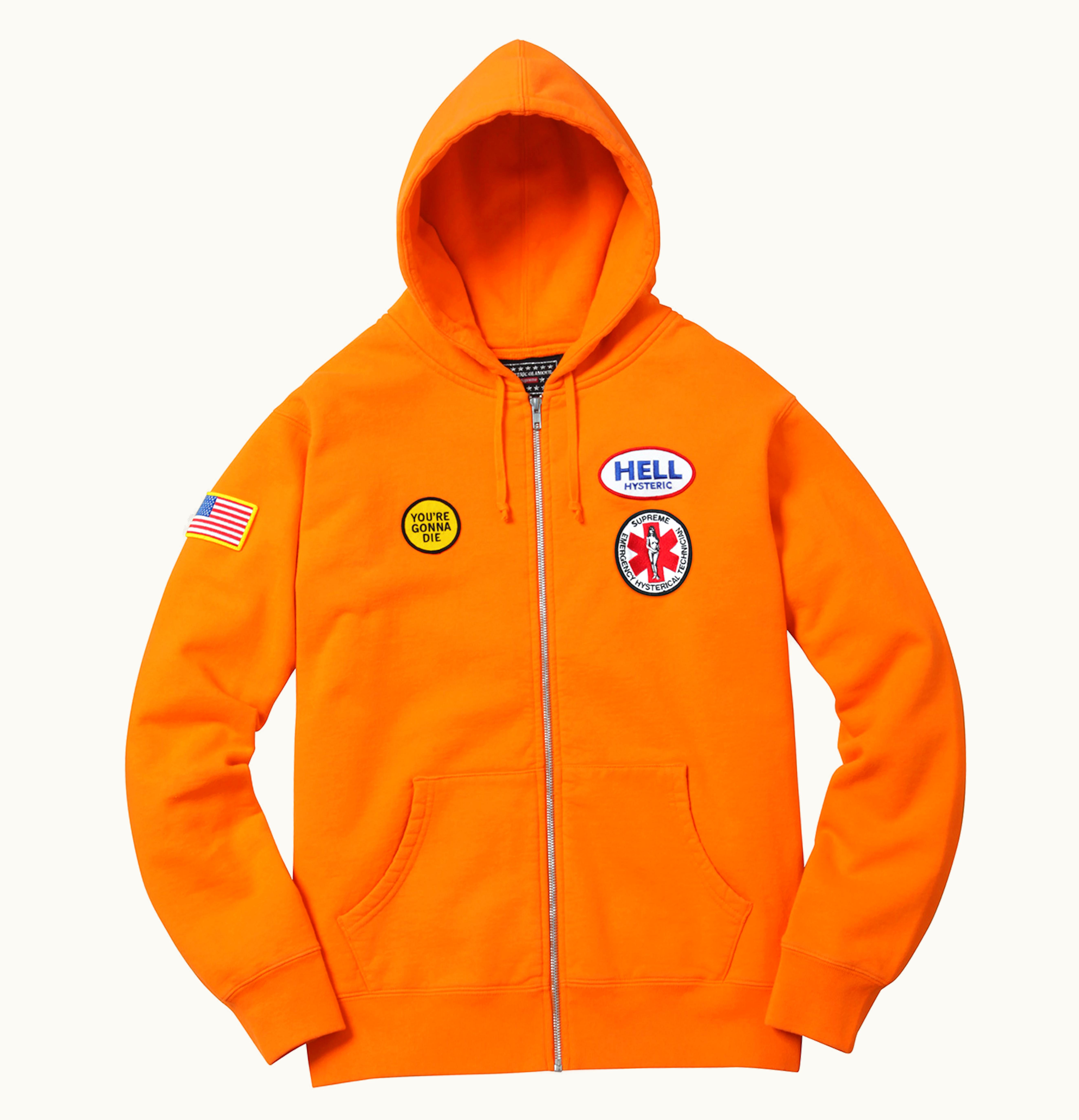 Supreme Supreme Hysteric Glamour Patches Zip Up Sweatshirt Light Orange