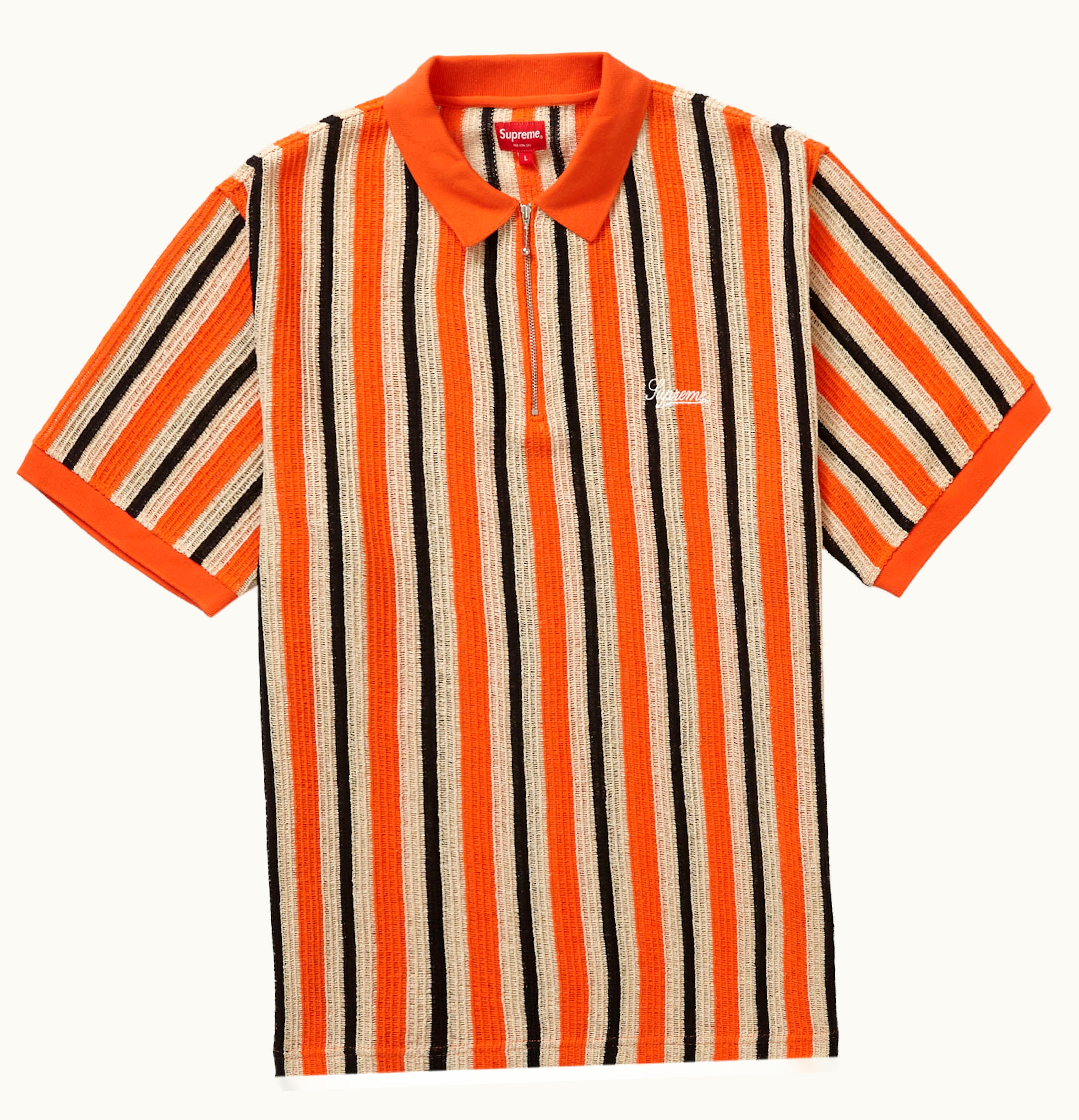 Supreme Supreme Open Knit Stripe Zip Polo Orange