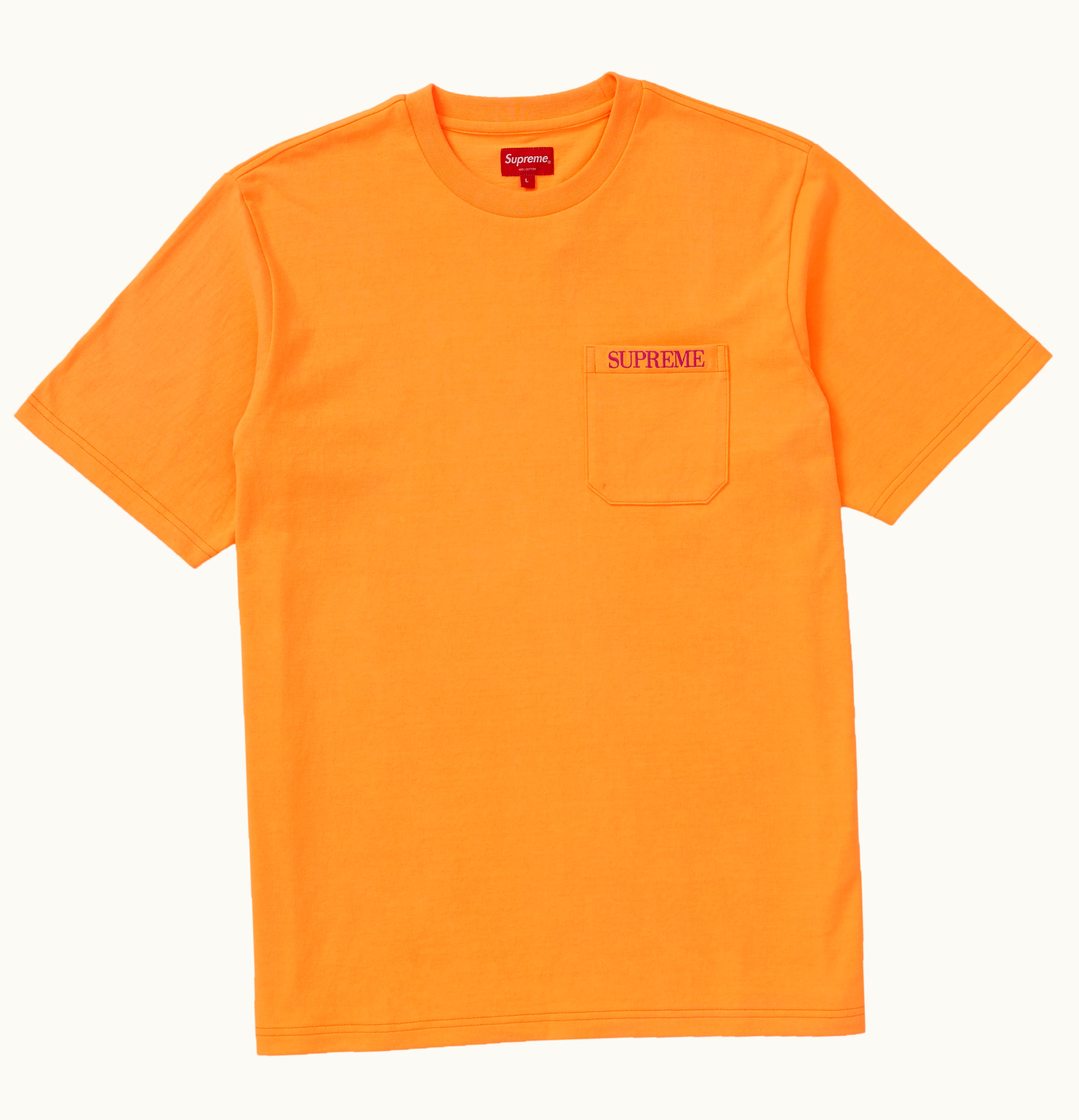 Supreme Supreme Embroidered Pocket Tee Fluorescent Orange