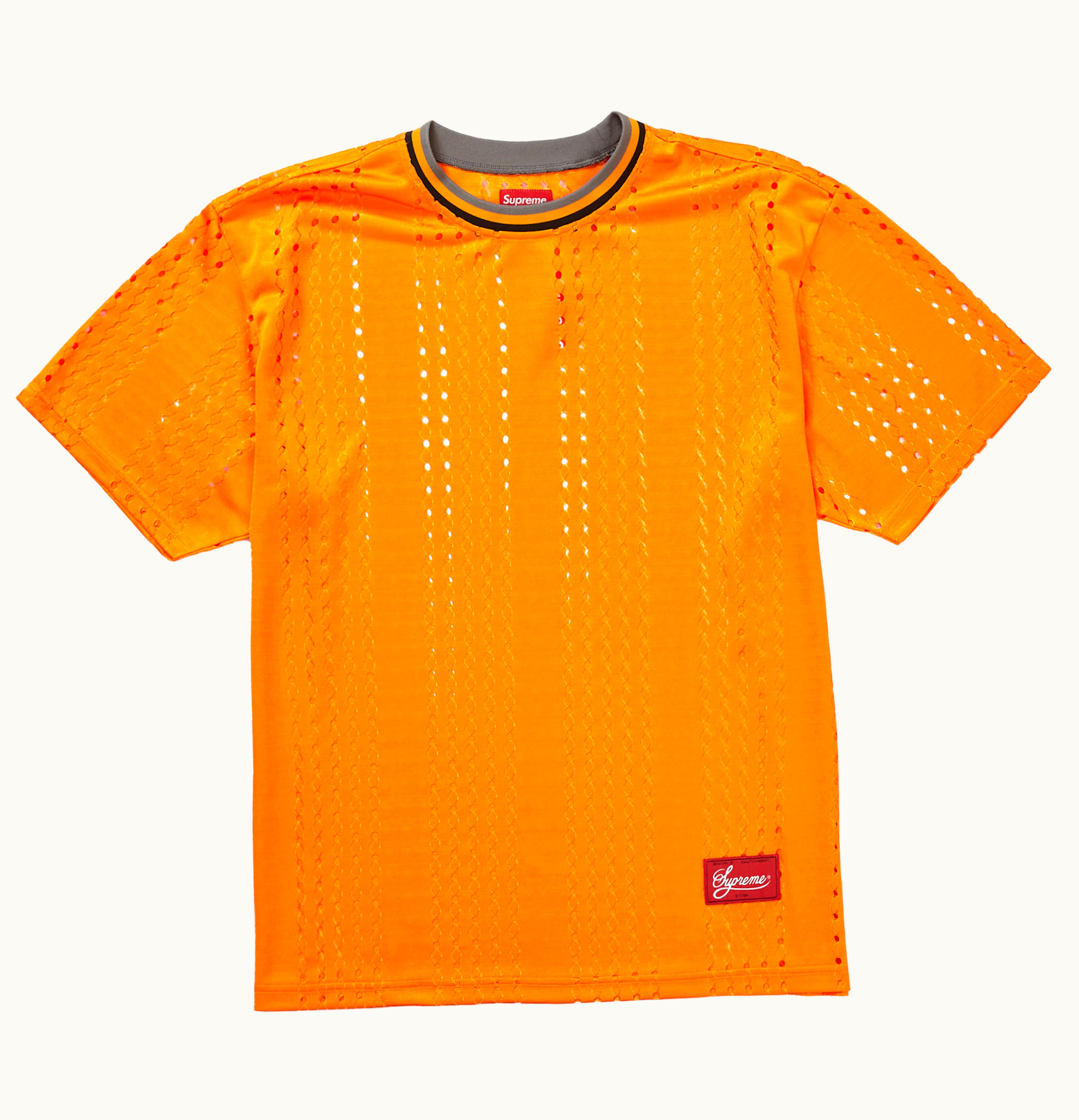 Supreme Supreme Perforated Stripe Warm Up Top Orange