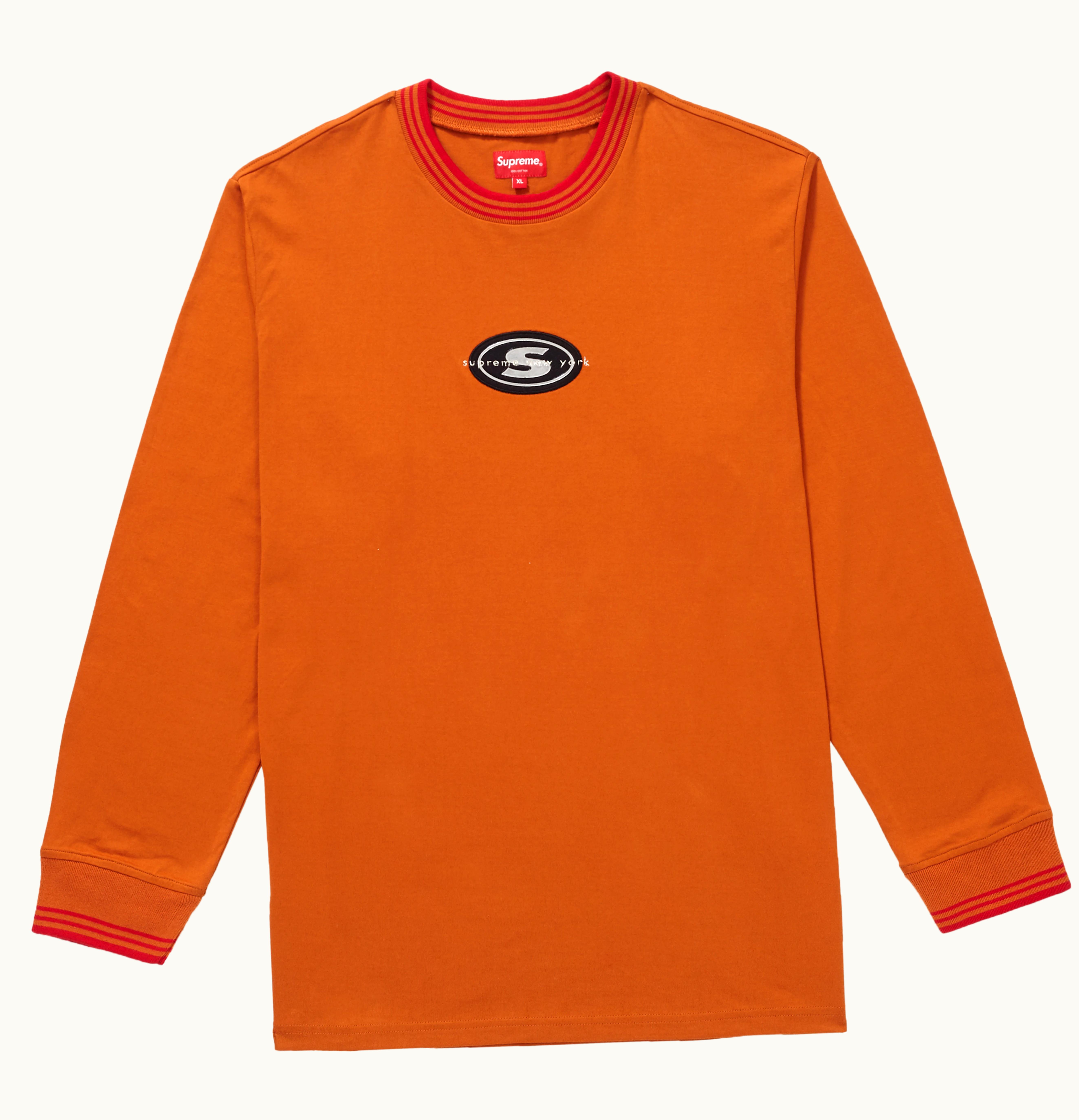 Supreme Supreme Striped Rib Logo L S Top Burnt Orange