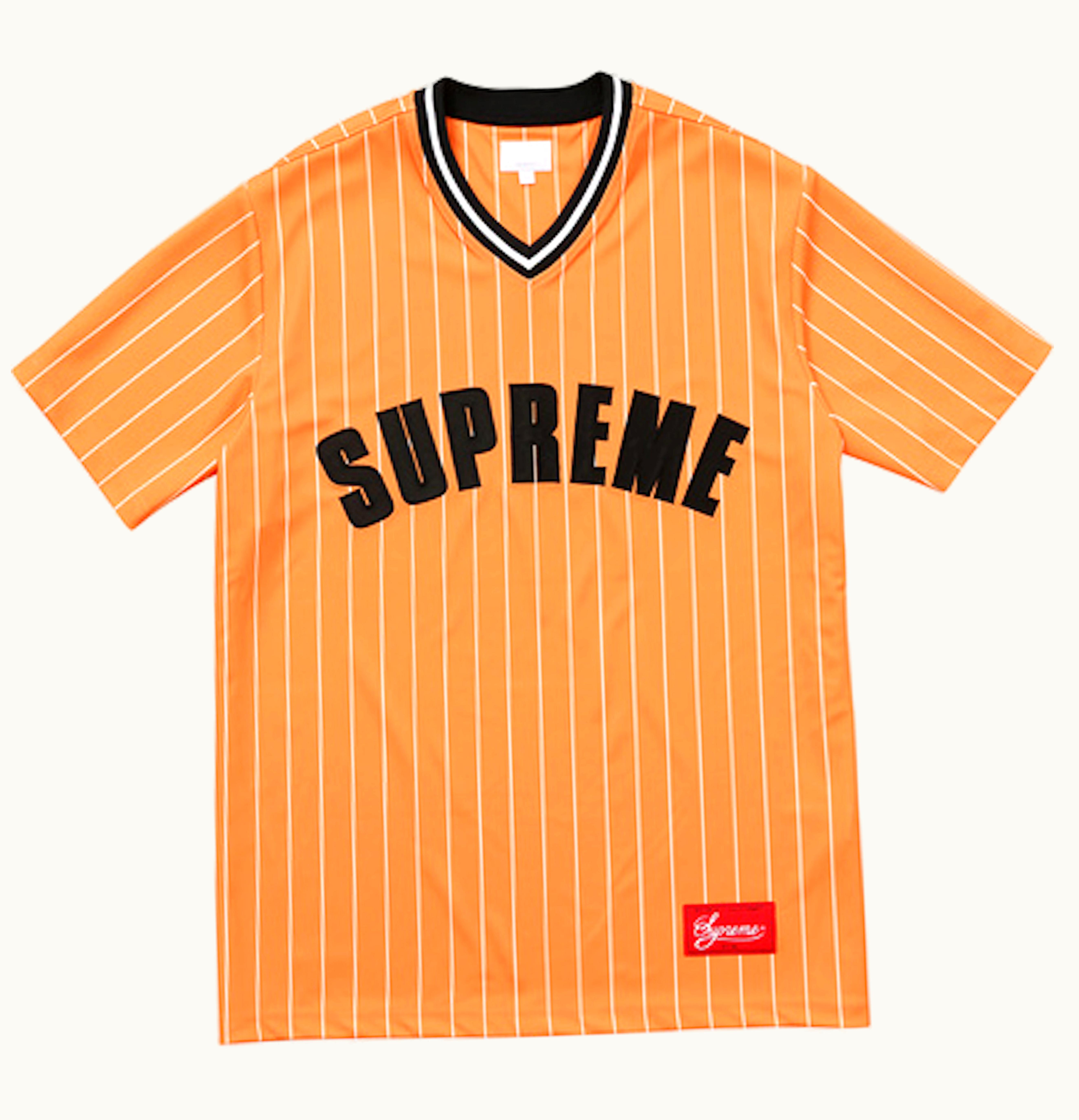 Supreme Supreme Pinstripe Baseball Jersey Orange