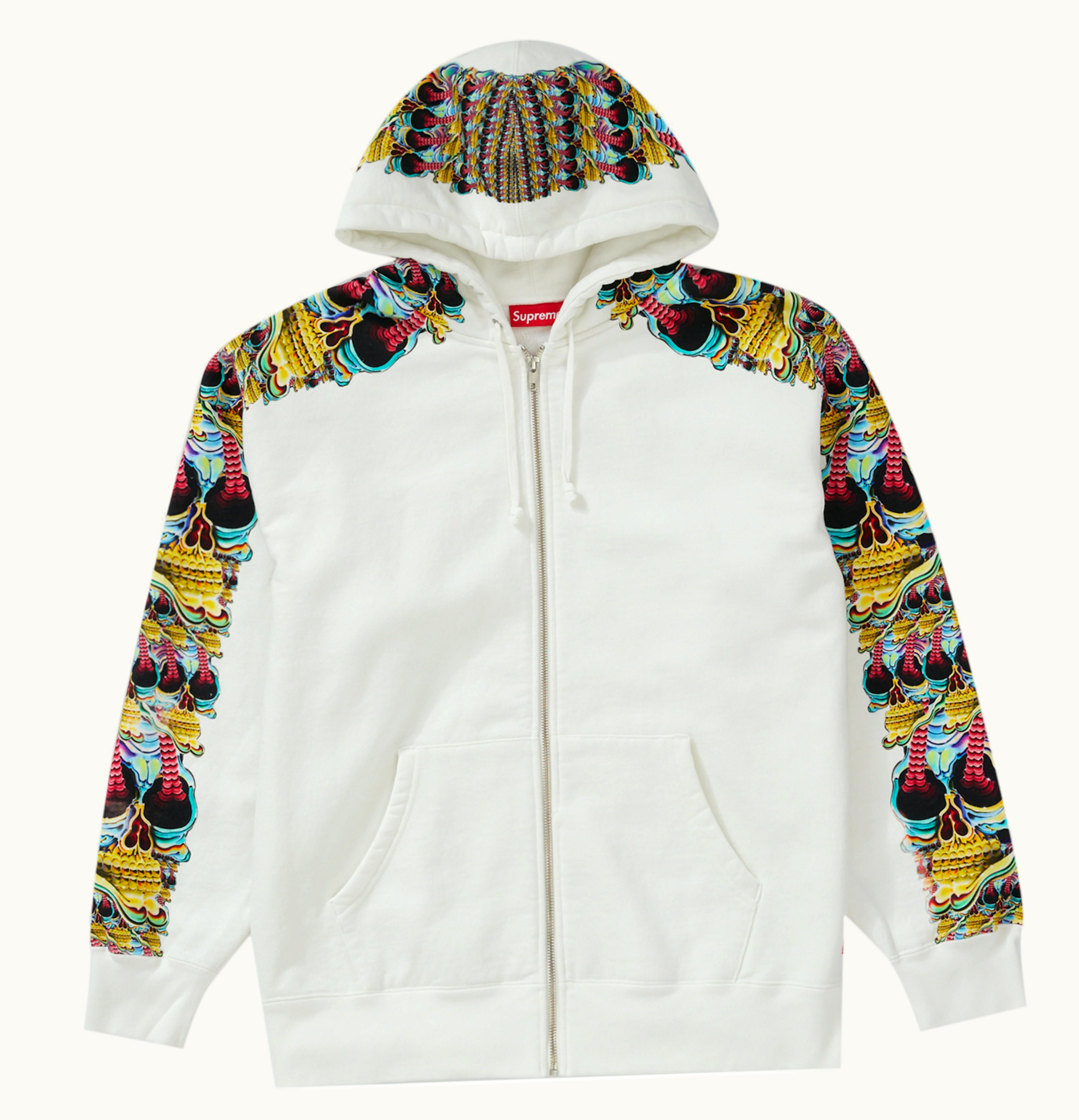 Supreme Supreme Skulls Zip Up Hooded Sweatshirt White