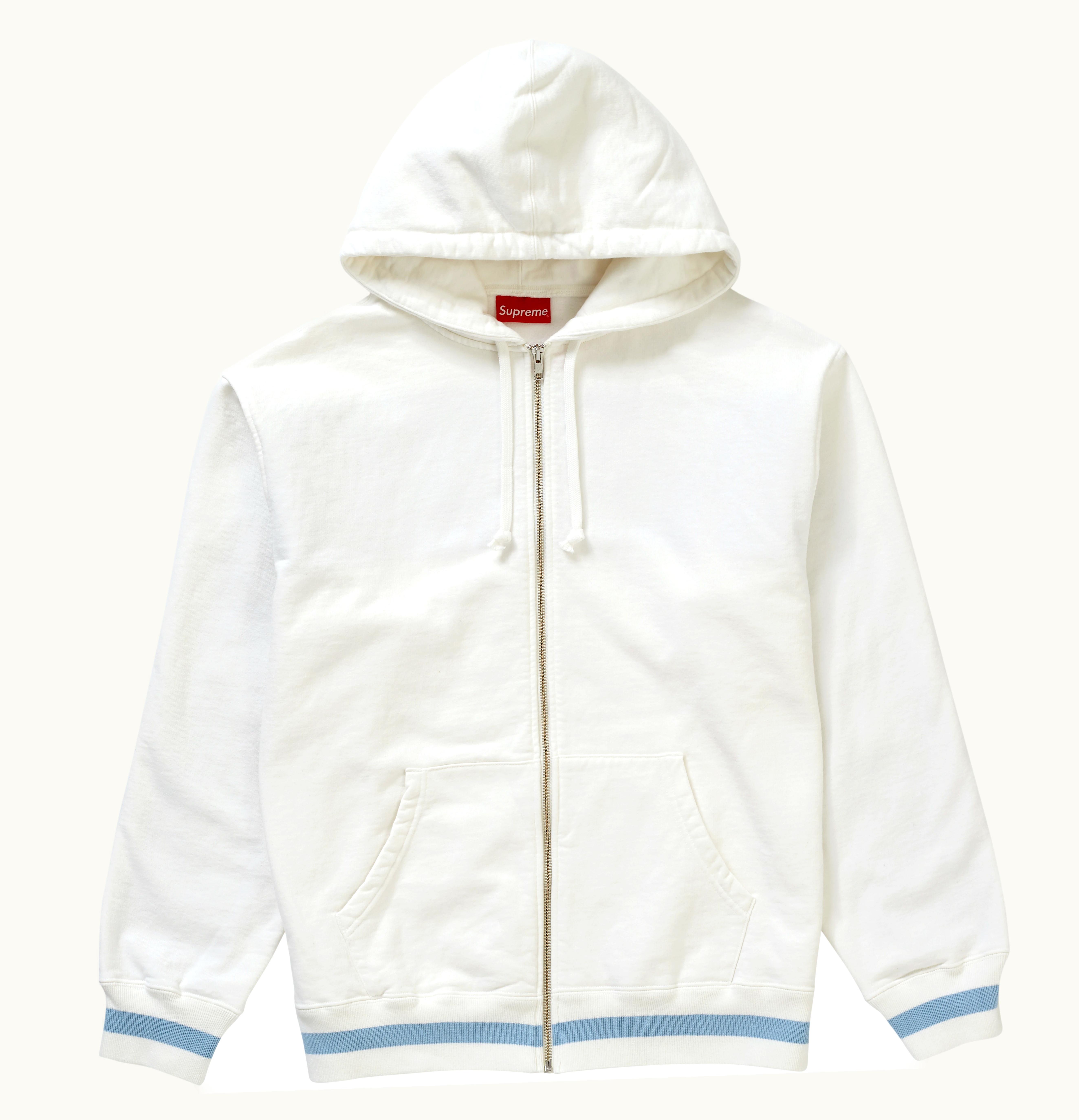 Supreme Supreme Old English Stripe Zip Up Sweatshirt White