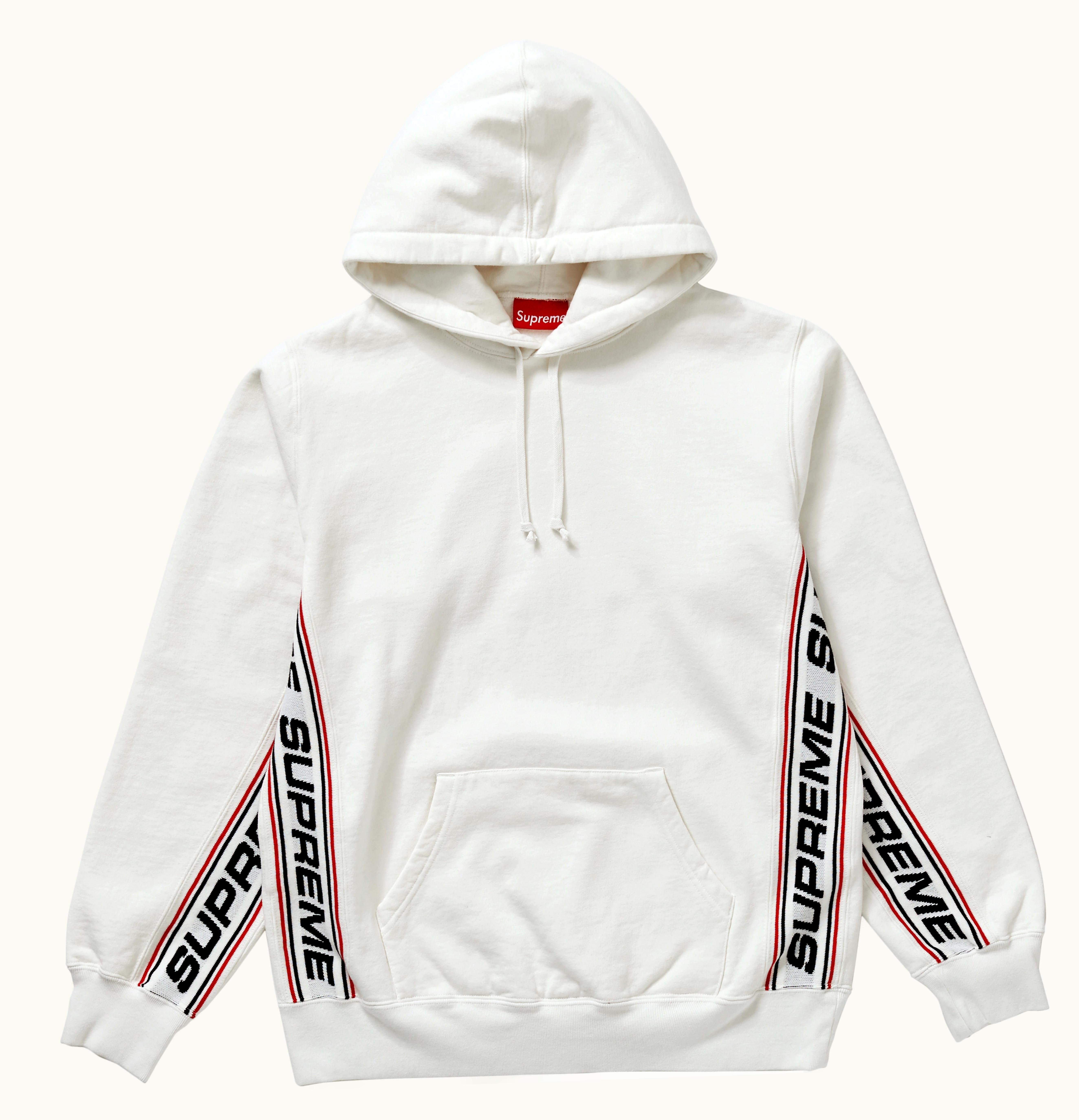 Supreme Supreme Text Rib Hooded Sweatshirt White