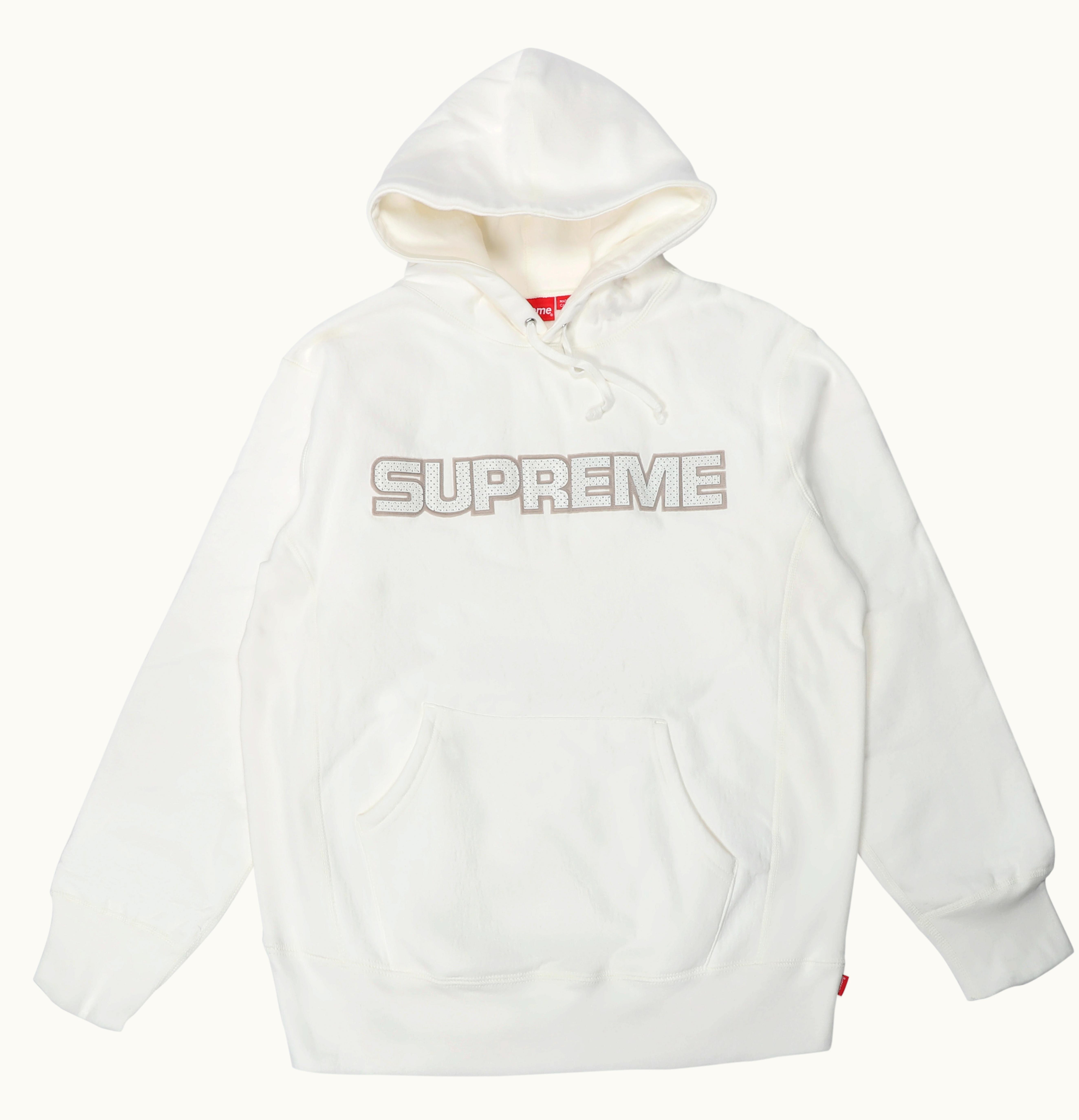Supreme Supreme Perforated Leather Hooded Sweatshirt White