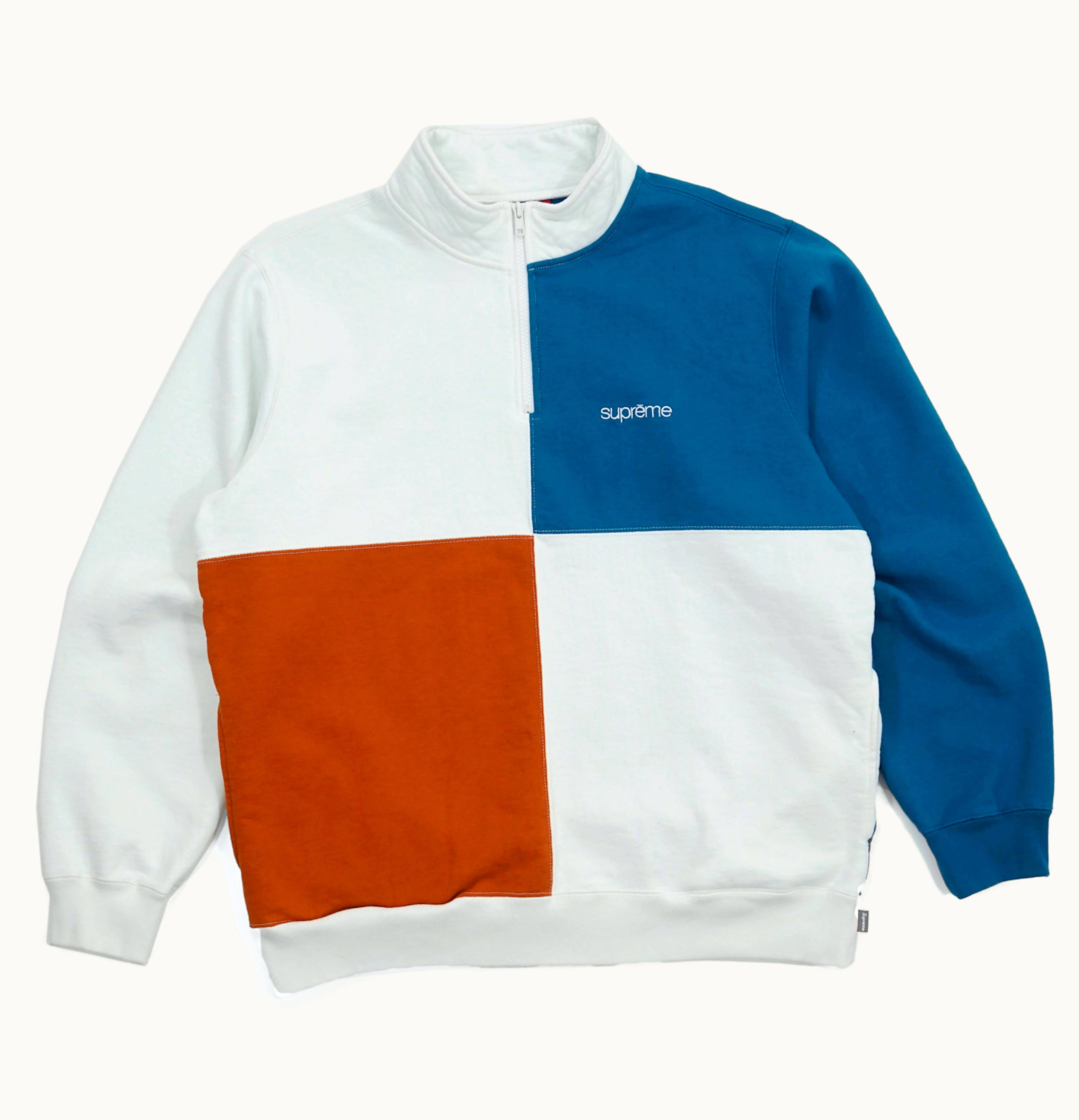 Supreme Supreme Color Blocked Half Zip Sweatshirt White