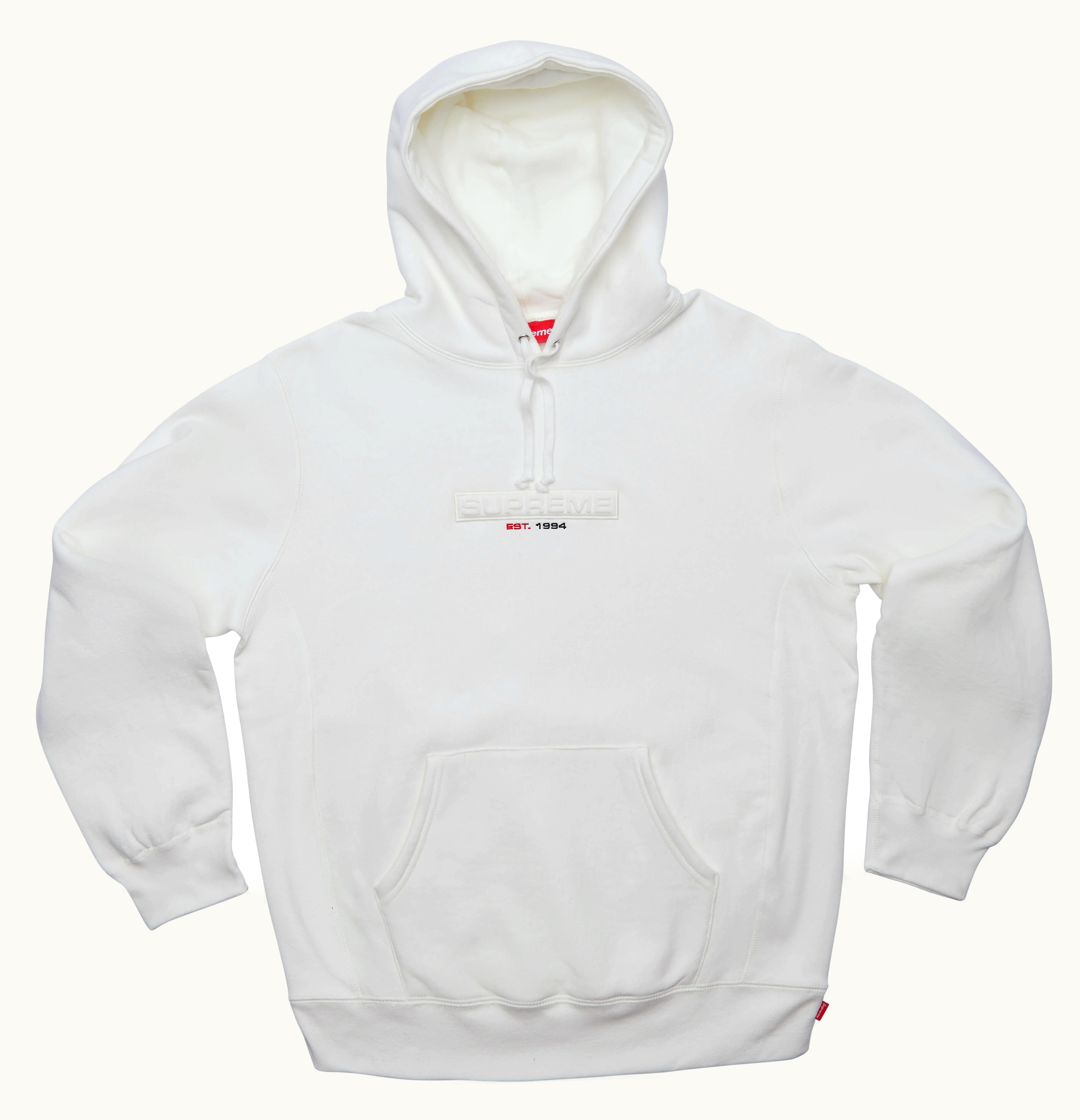 Supreme Supreme Embossed Logo Hooded Sweatshirt SS18 White