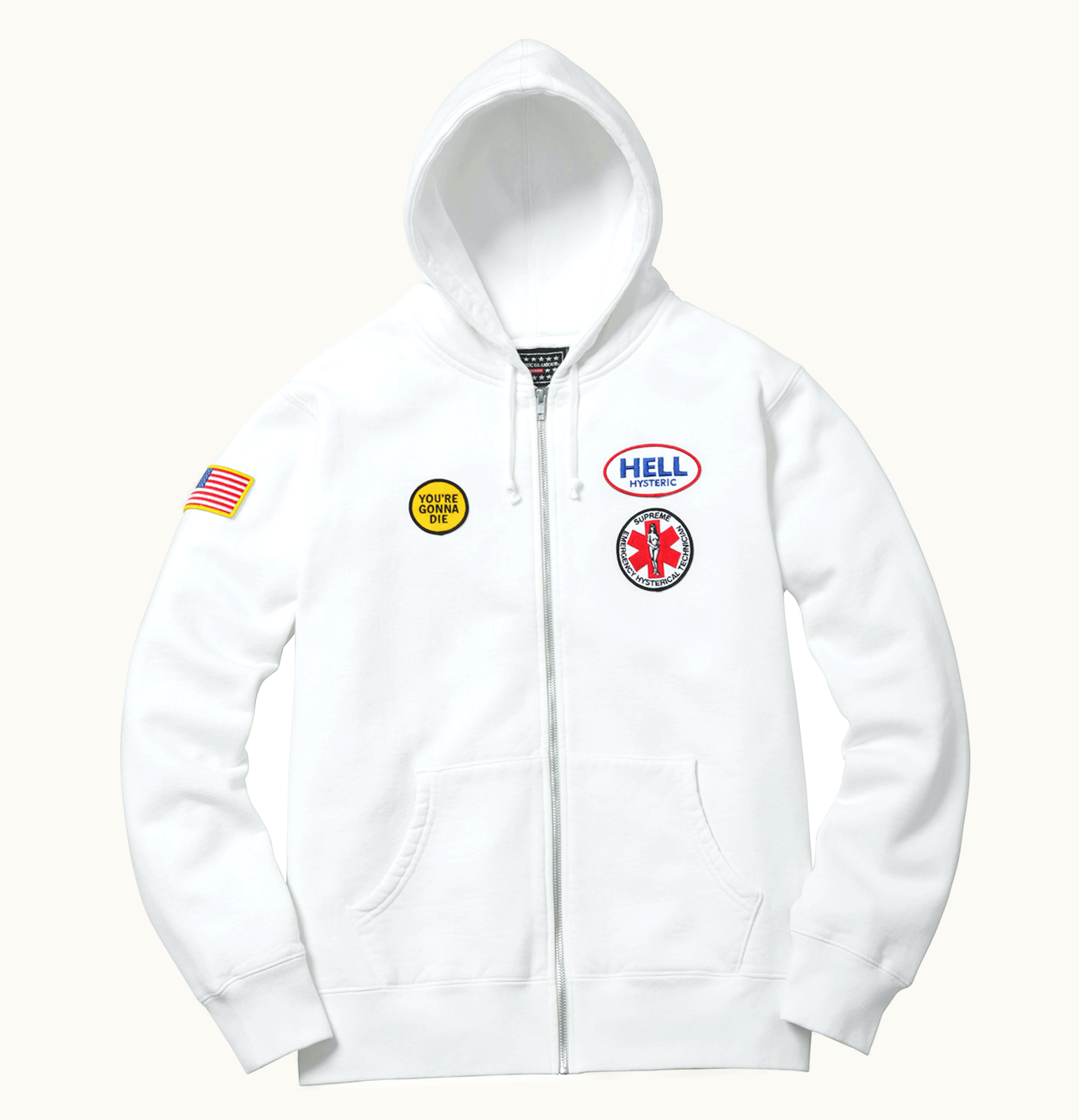 Supreme Supreme Hysteric Glamour Patches Zip Up Sweatshirt White