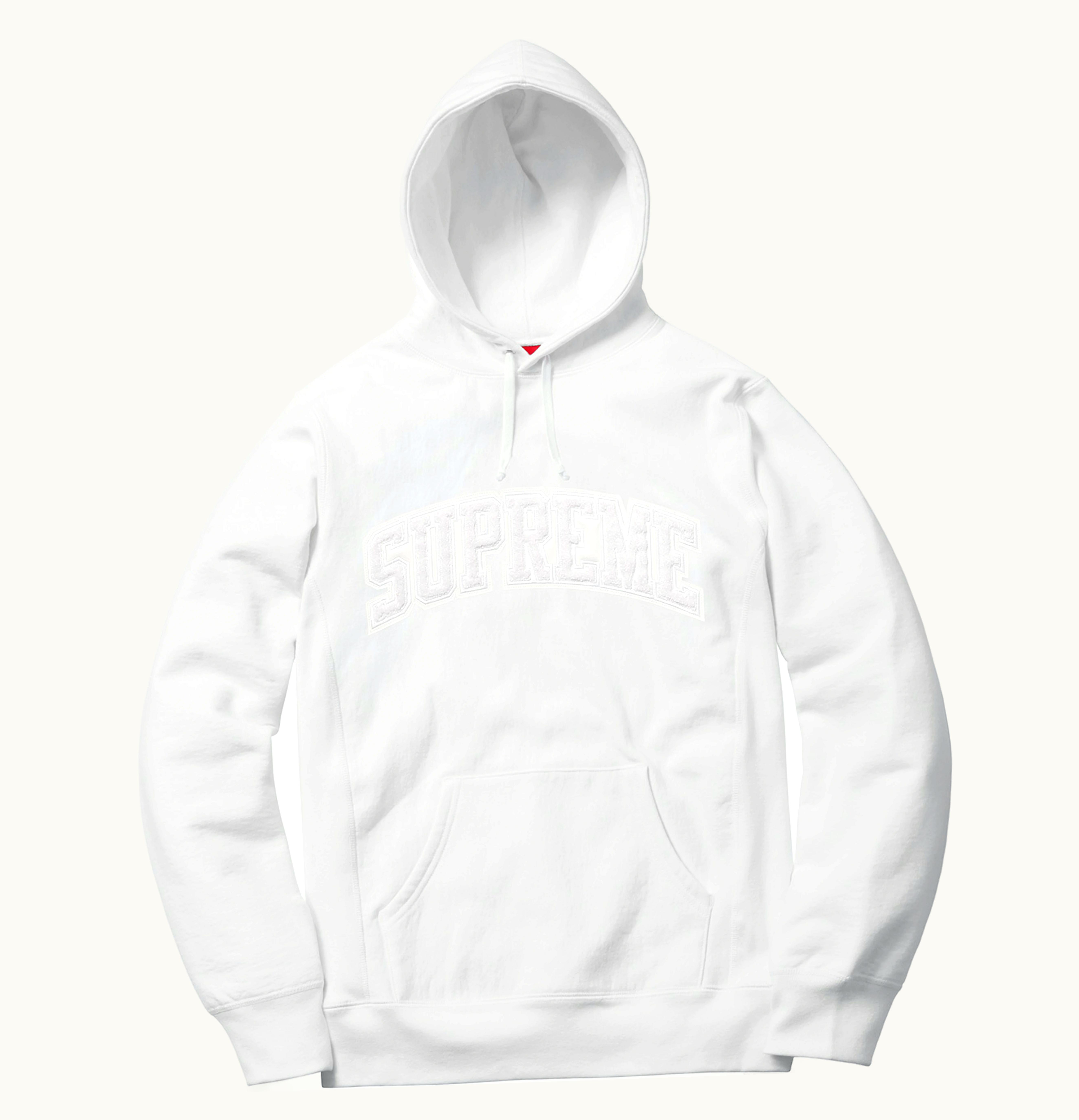 Supreme Supreme Patent Chenille Arc Logo Hooded Sweatshirt White