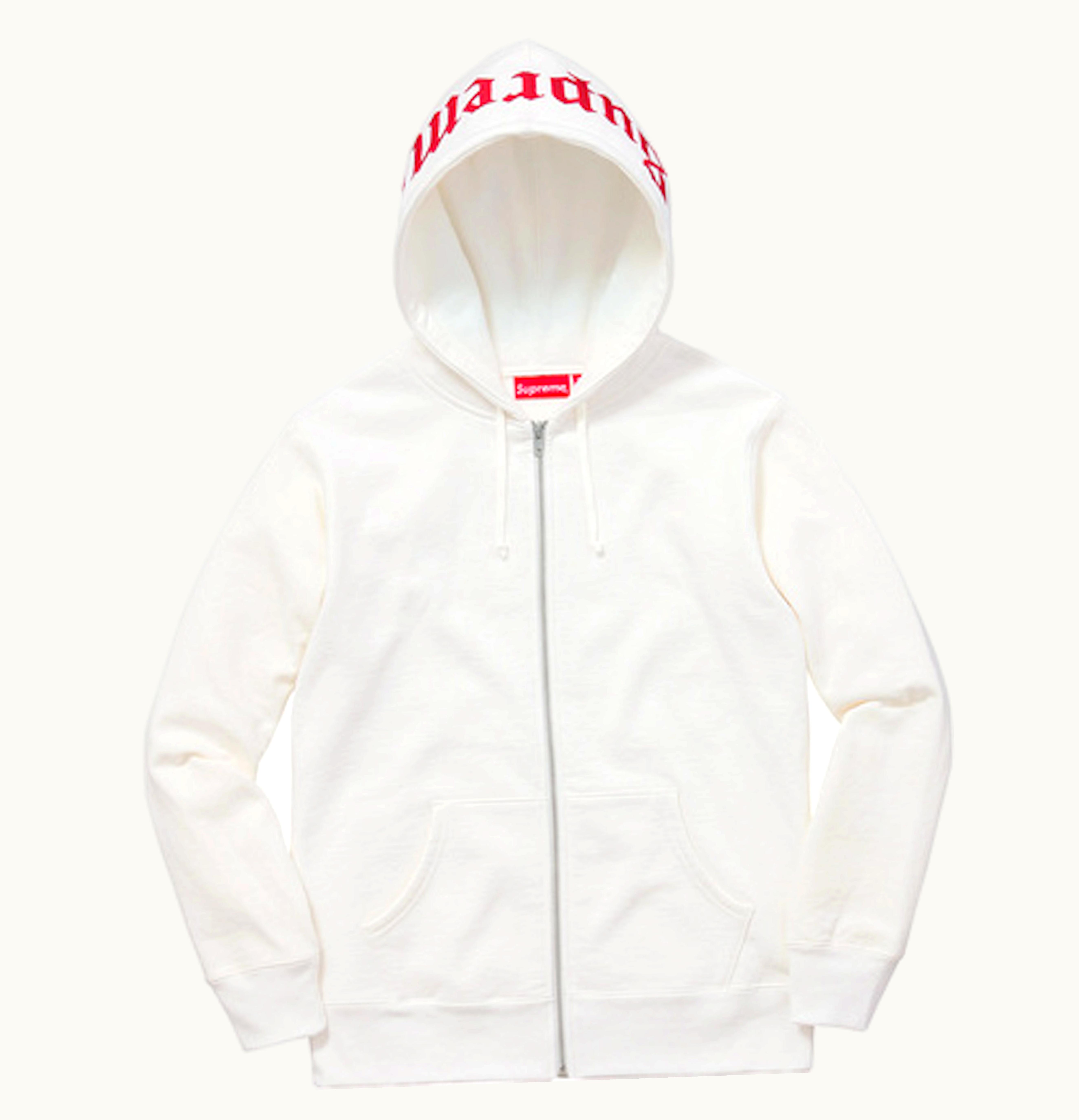 Supreme Supreme Old English Hood Logo Zip Up Hoodie White