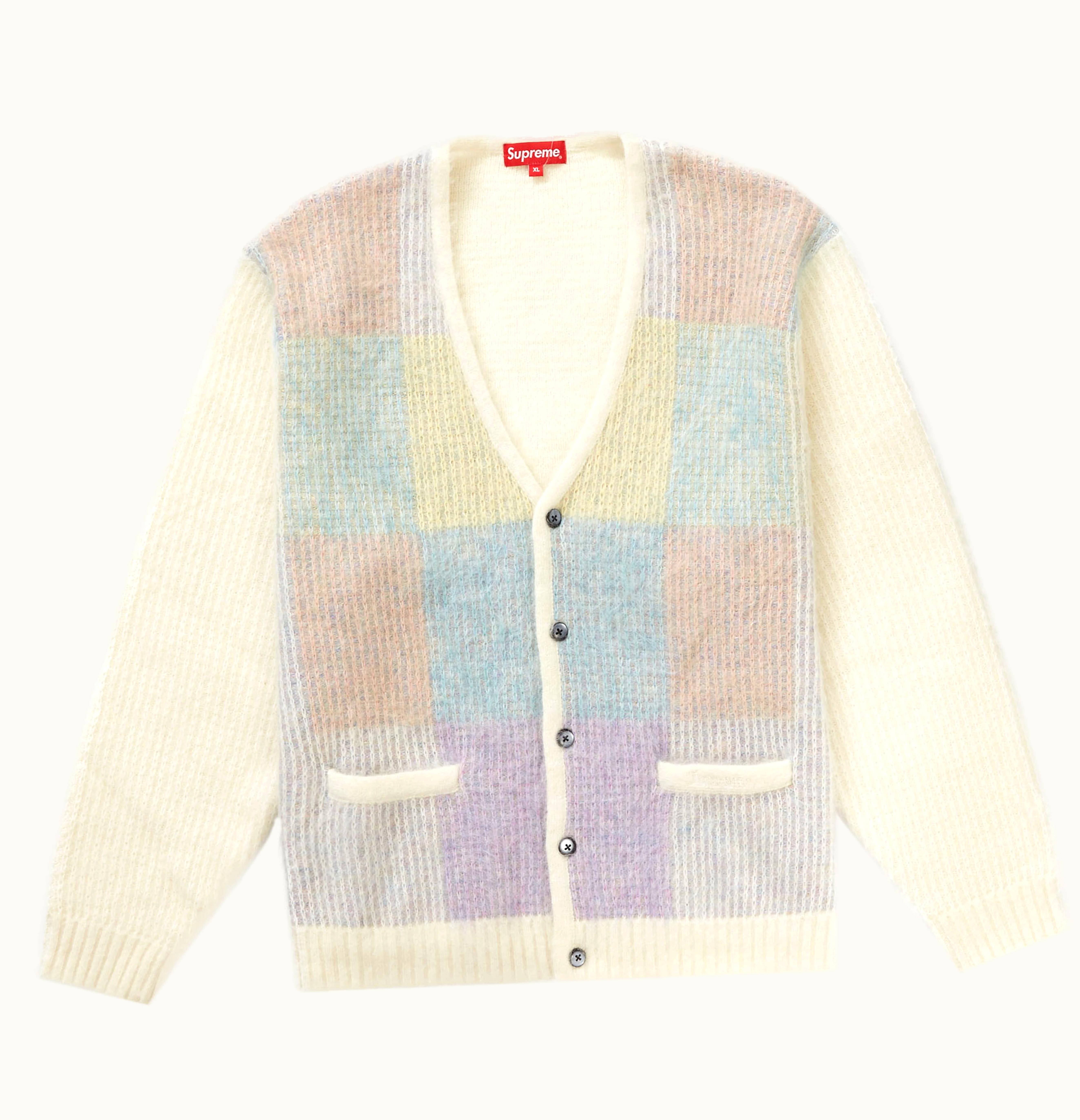 Supreme Supreme Brushed Grid Cardigan White
