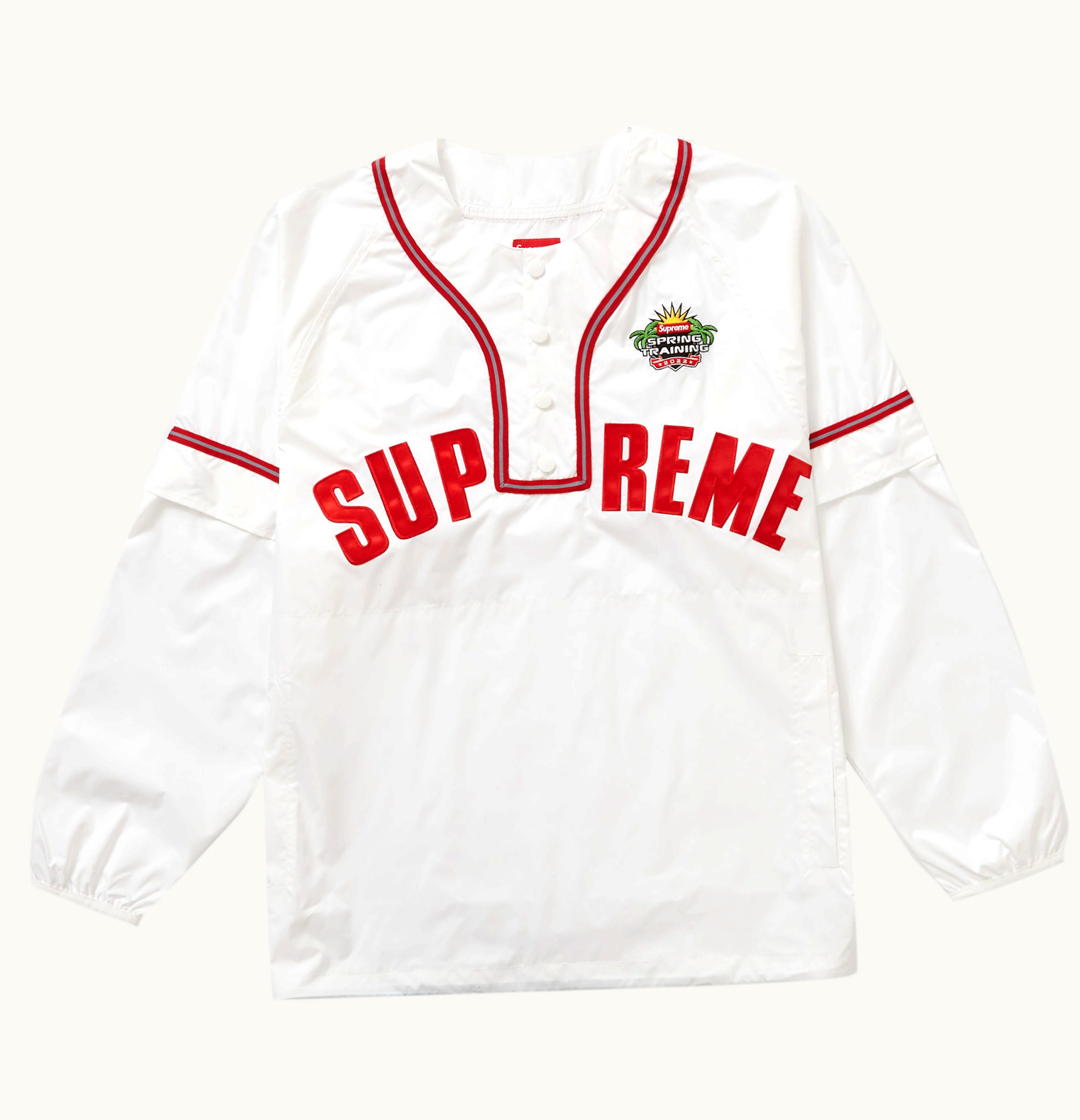 Supreme Supreme Snap Off Sleeve L S Baseball Top White