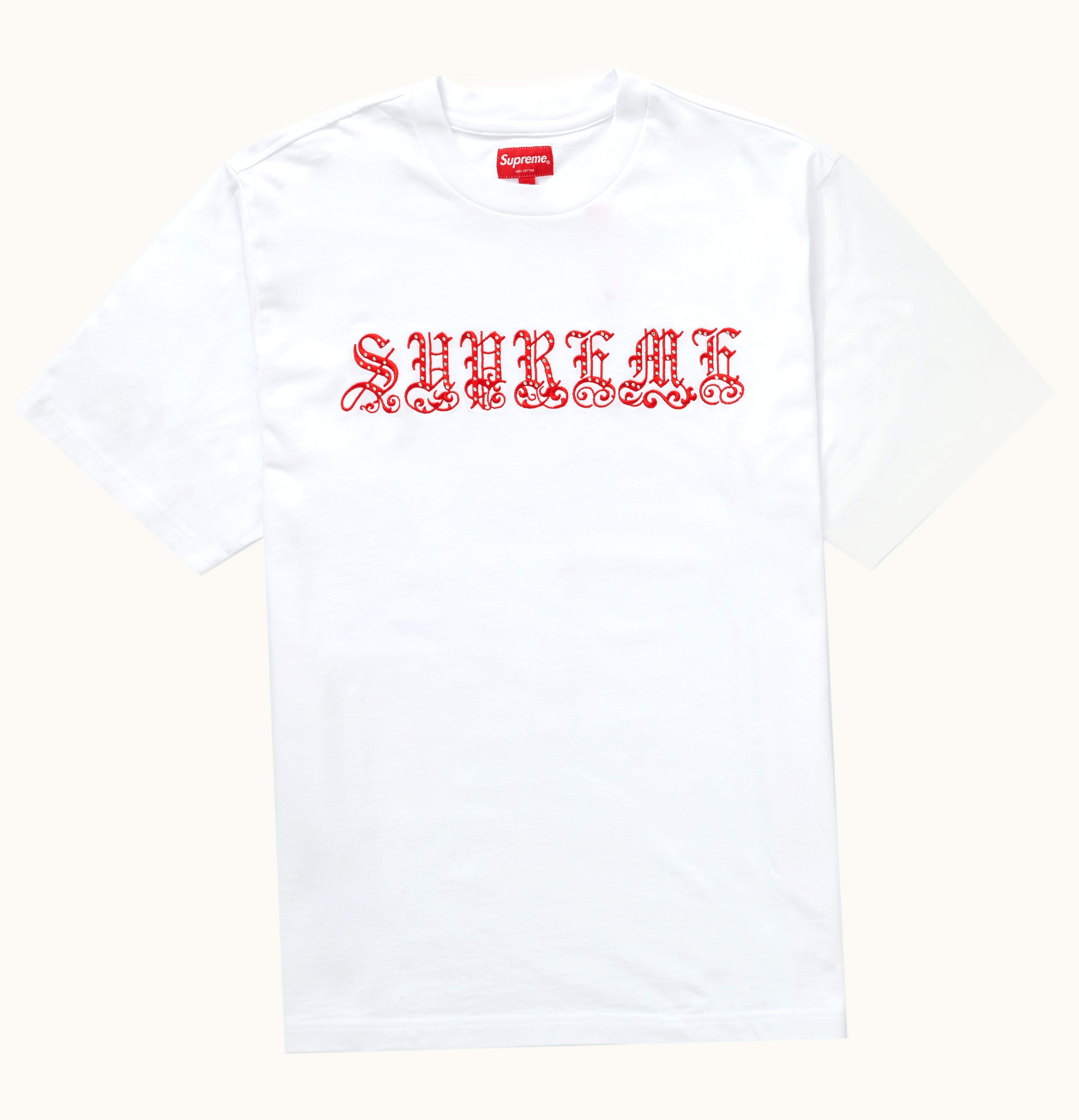 Supreme Supreme Old English Rhinestone S S Top White