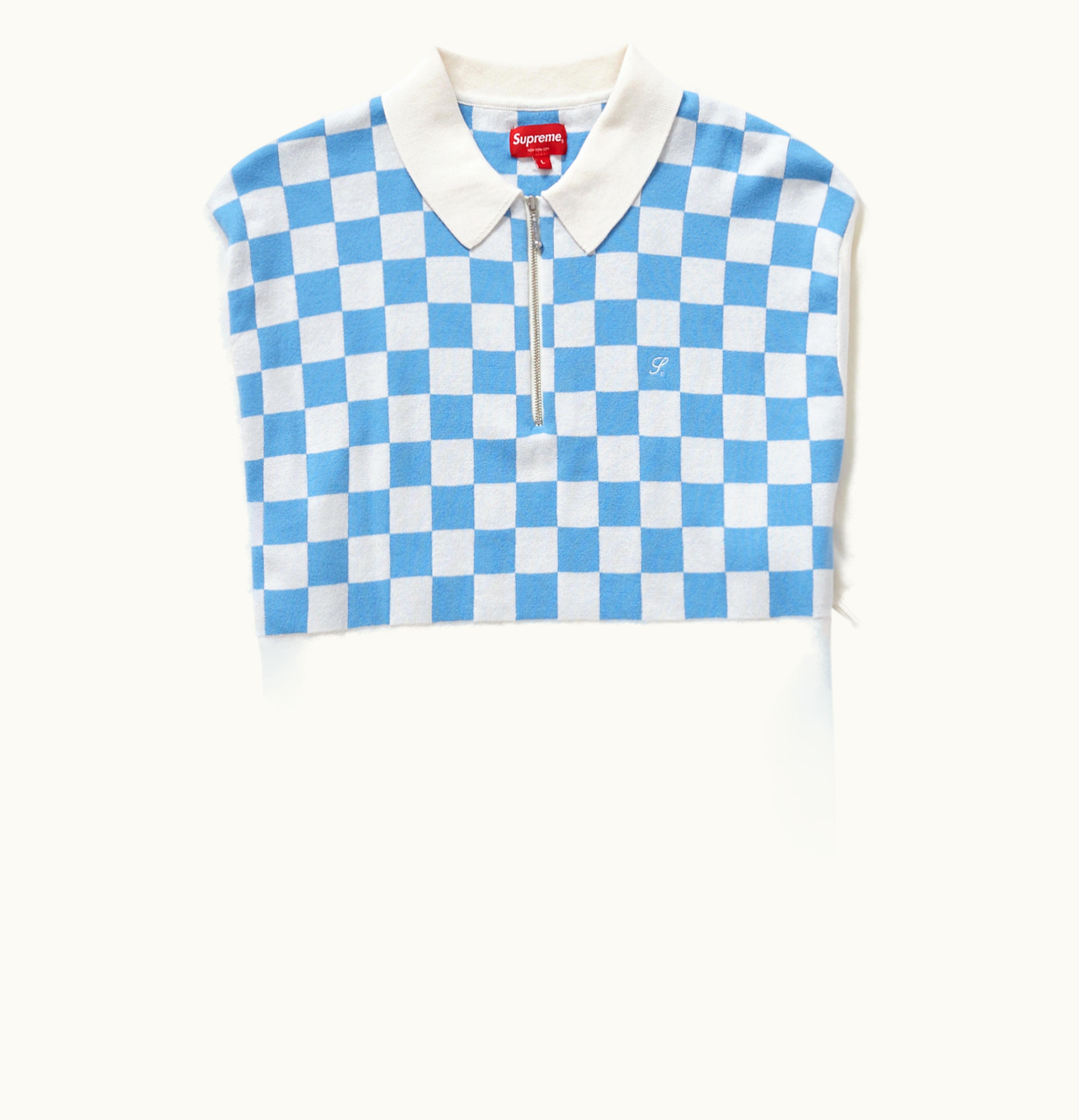 Supreme Supreme Checkerboard Zip Polo White