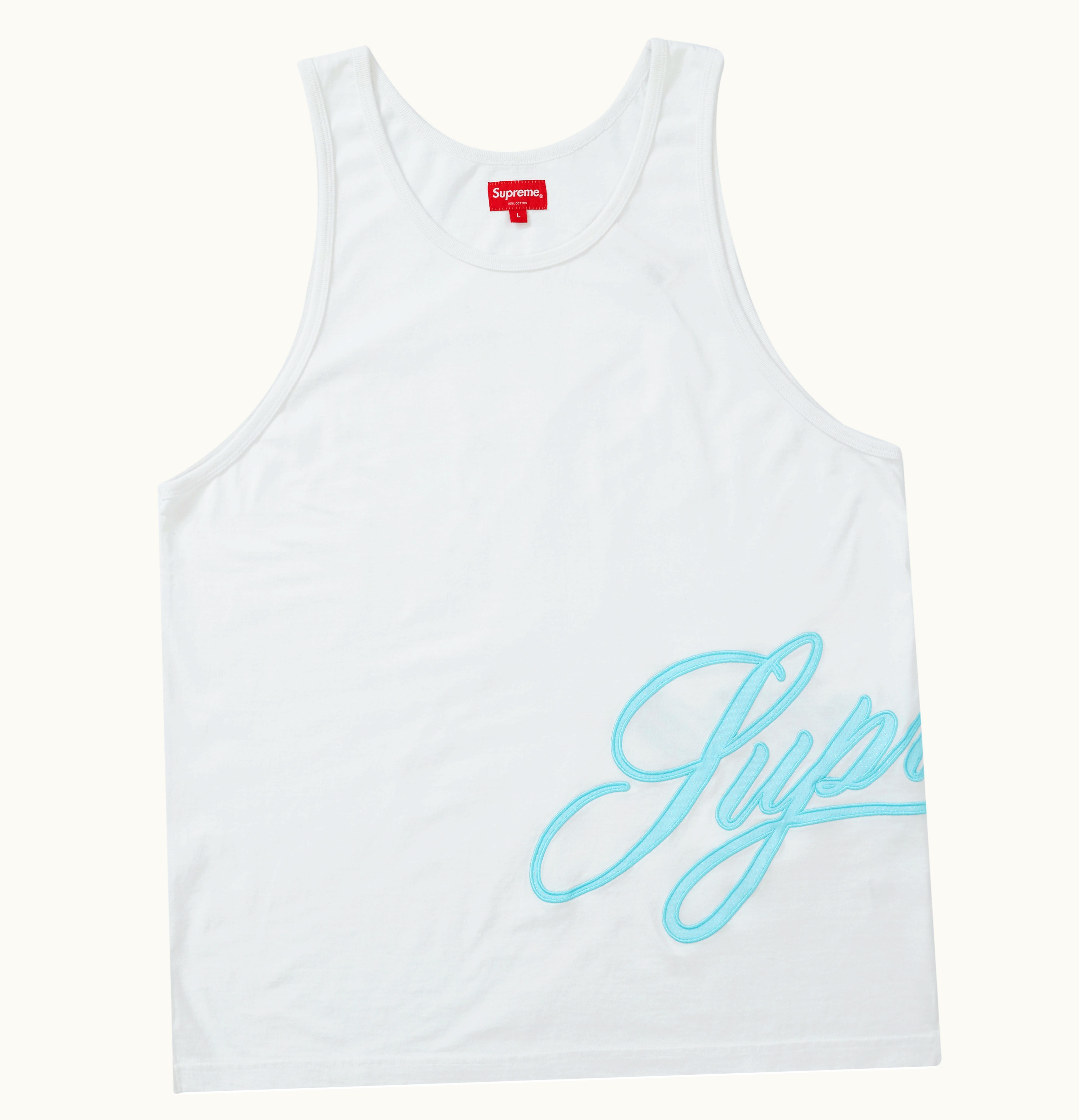 Supreme Supreme Mesh Script Tank Top White