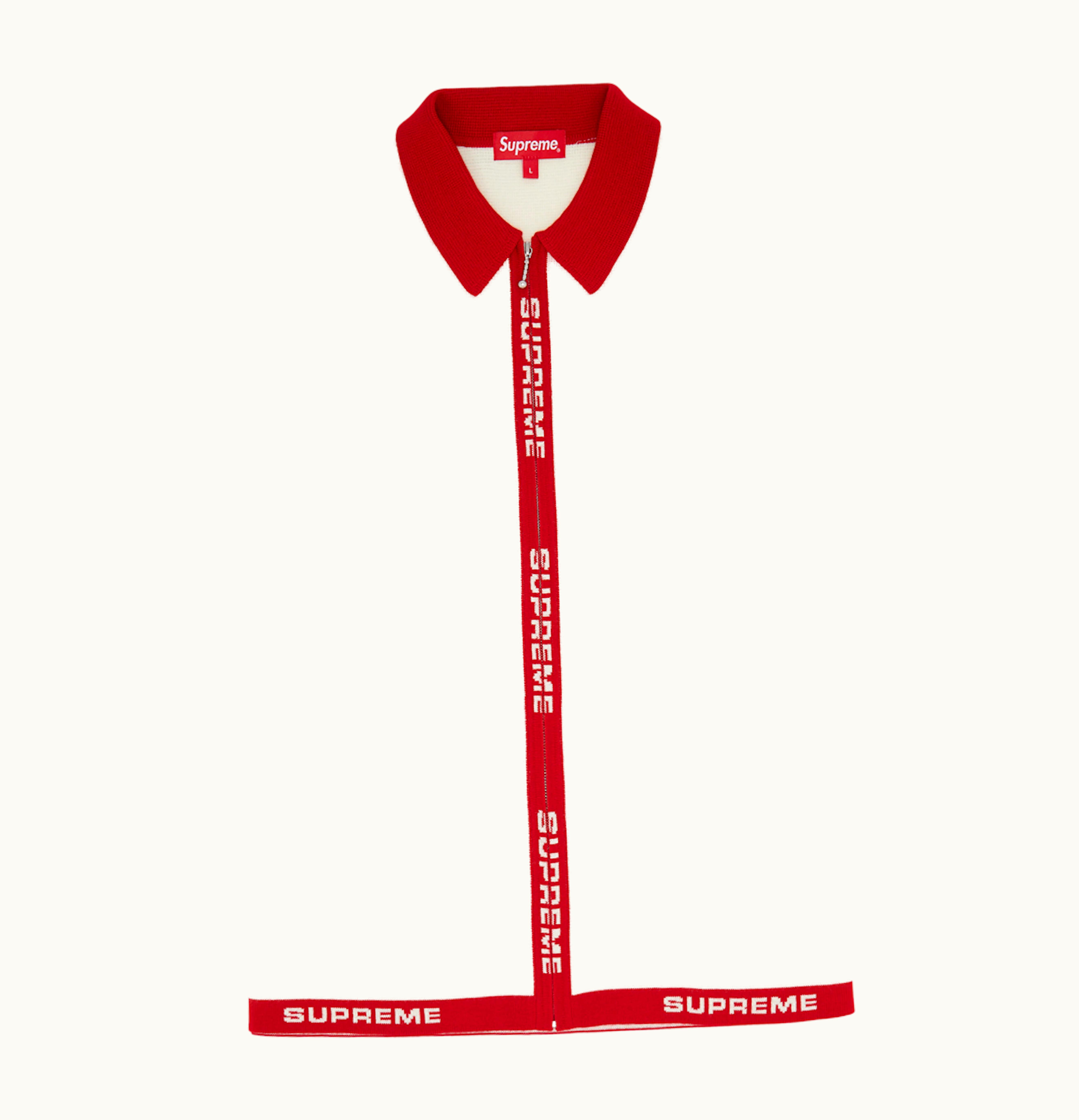 Supreme Supreme Logo Trim Zip Up Cardigan White