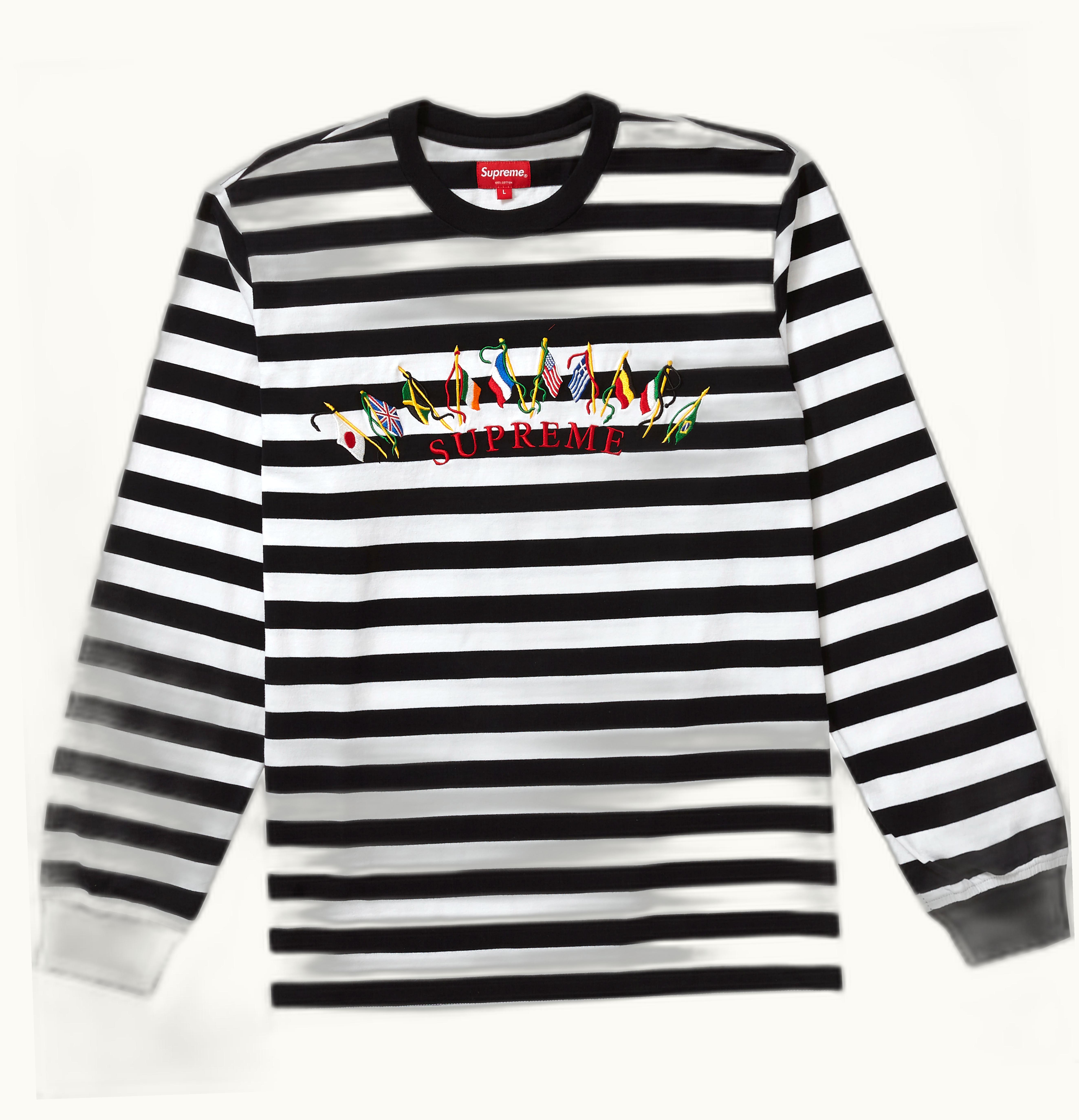 Supreme Supreme Flags L S Top White Stripe