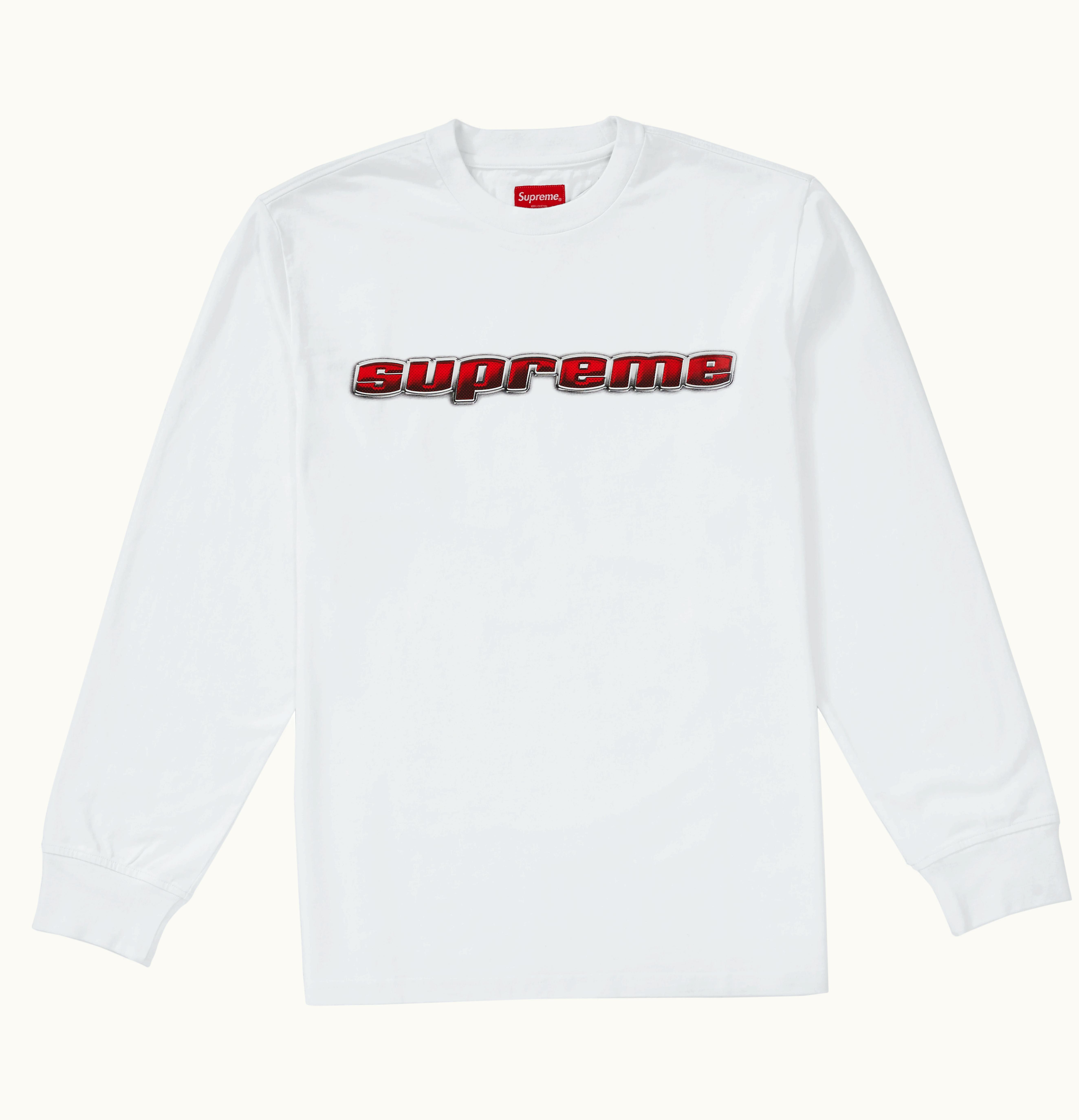 Supreme Supreme Chrome Logo L S Top White