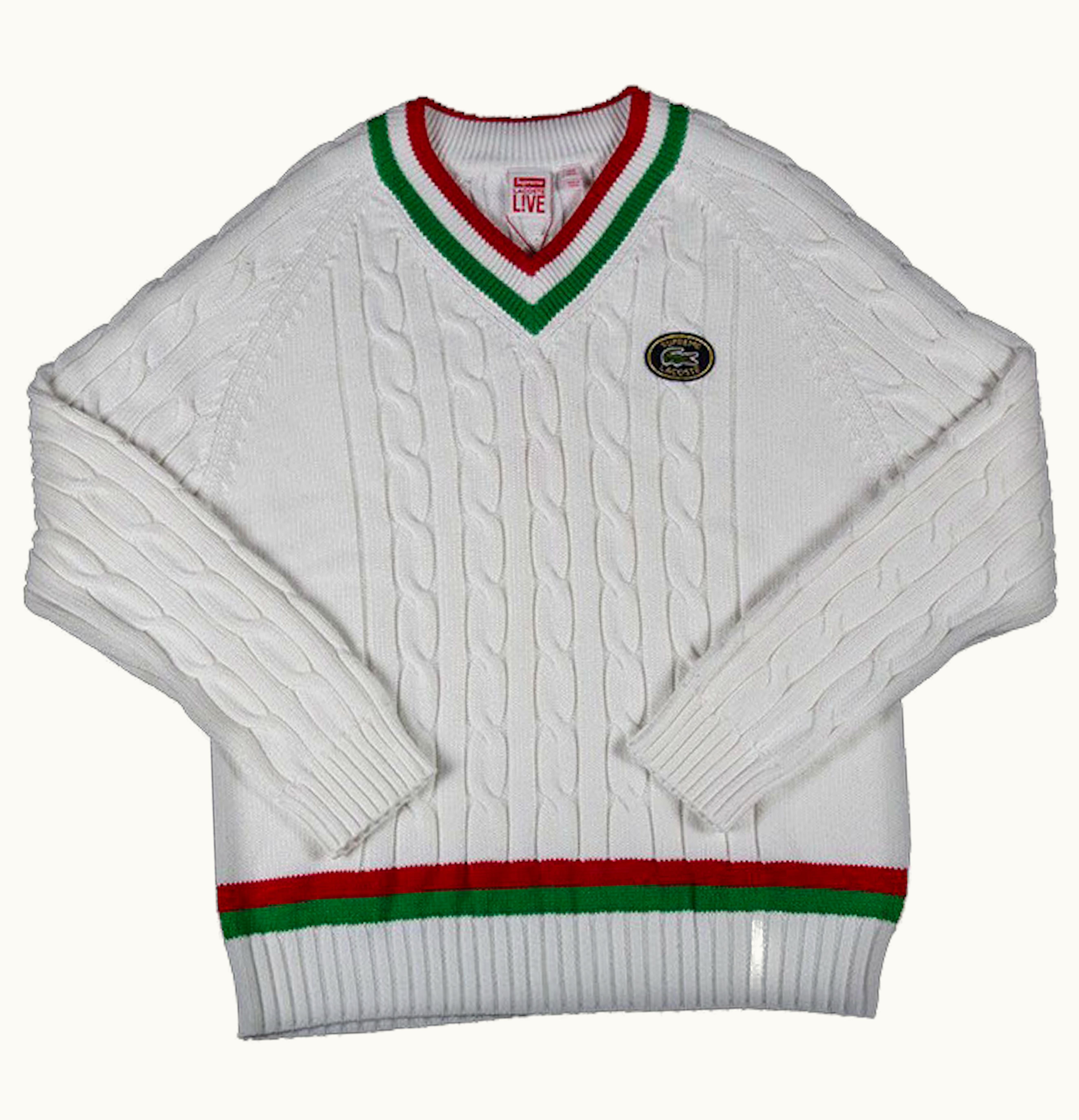 Supreme Supreme Lacoste Tennis Sweater White