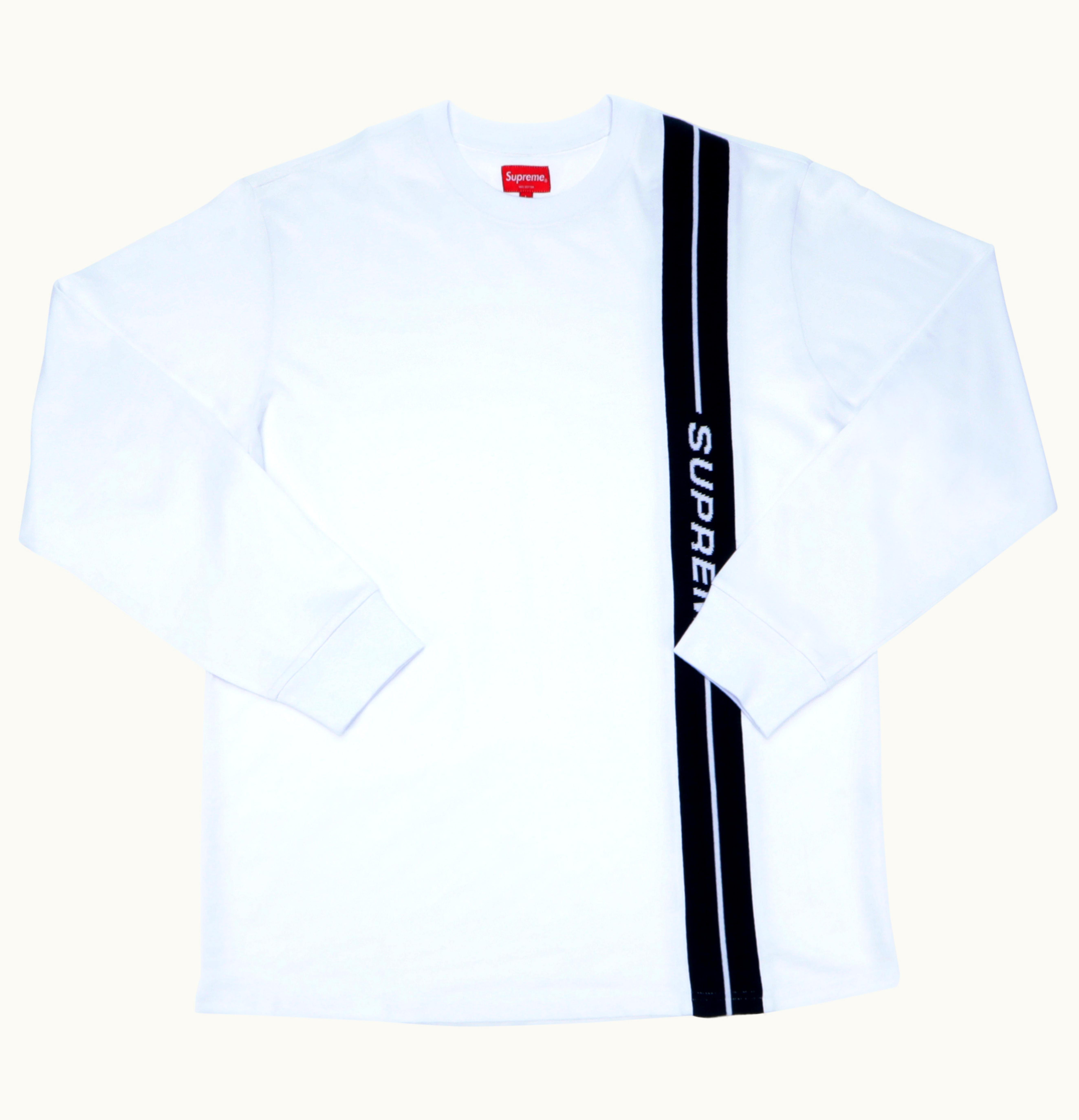 Supreme Supreme Vertical Logo Stripe LS Top White