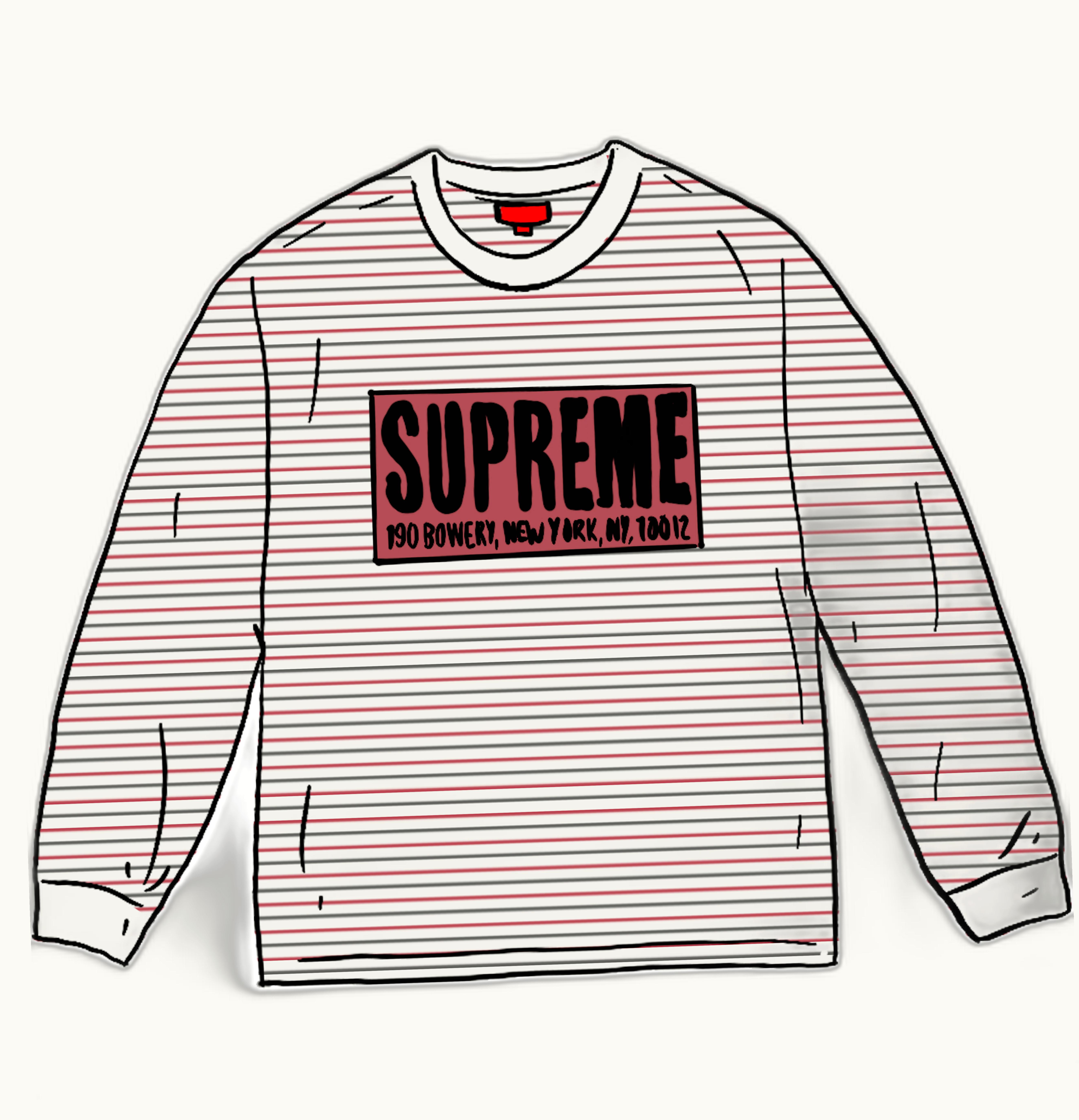 Supreme Supreme Thin Stripe L S Top White