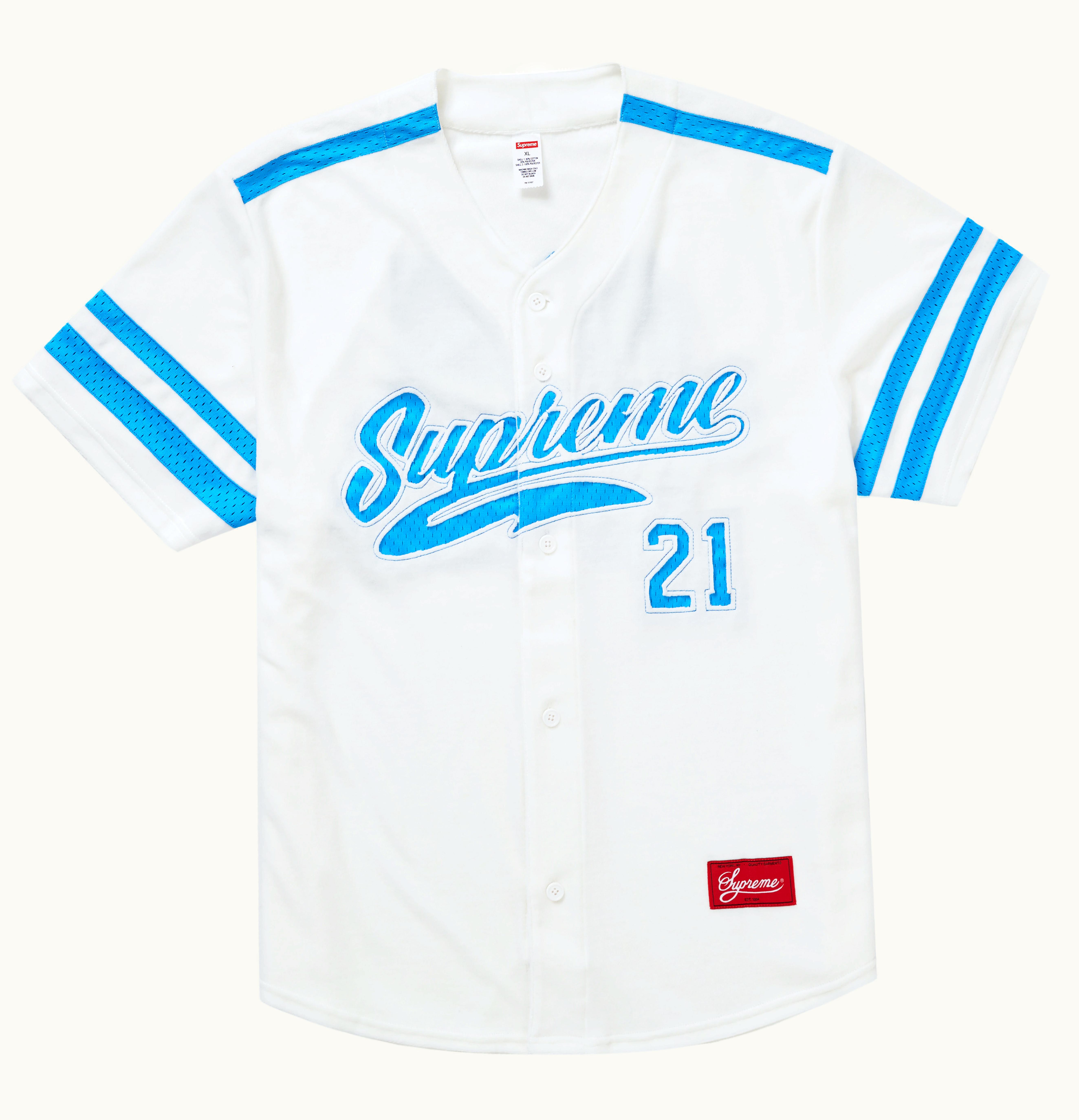 Supreme Supreme Velour Baseball Jersey White