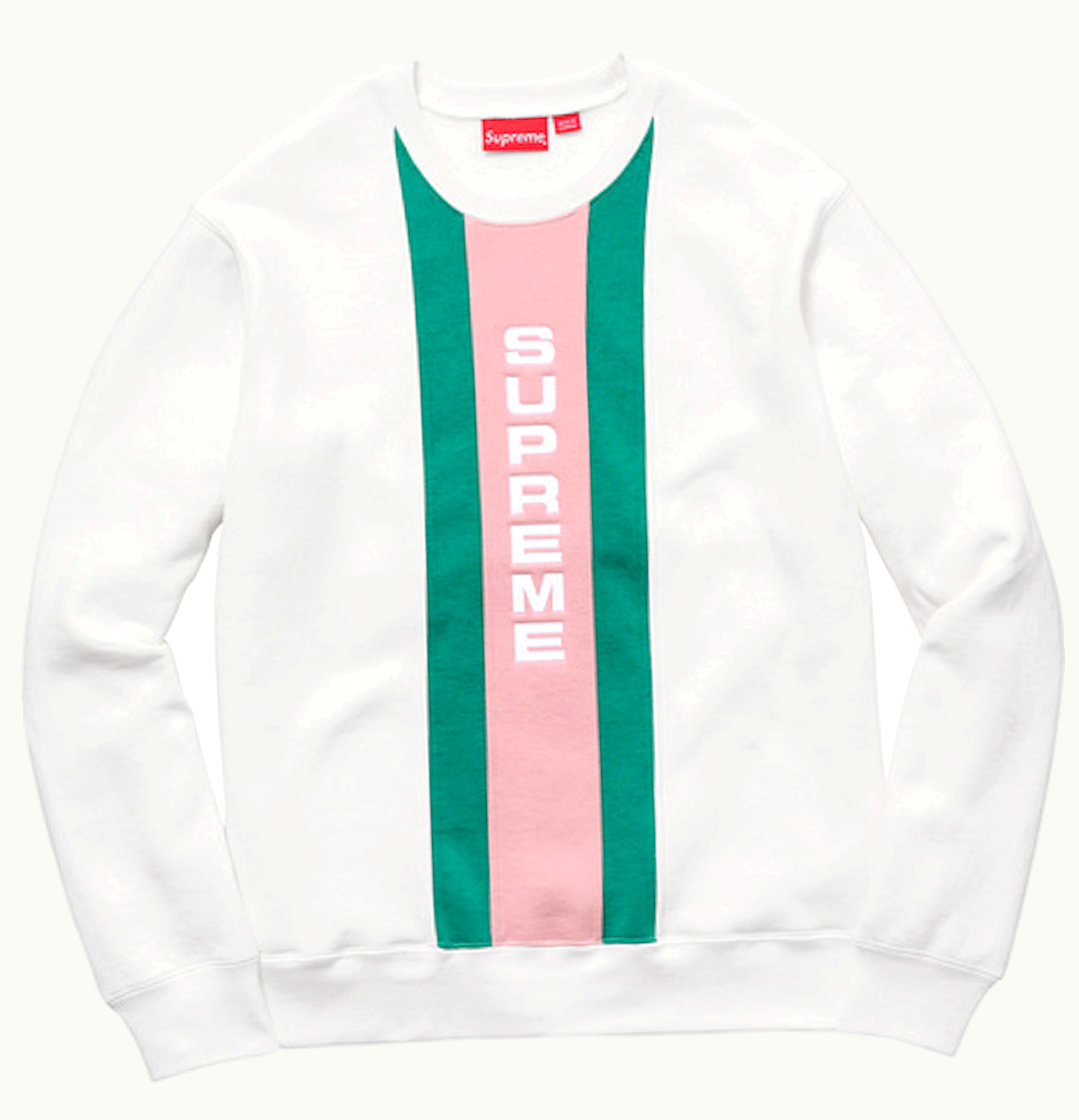 Supreme Supreme Vertical Logo Panel Crewneck White