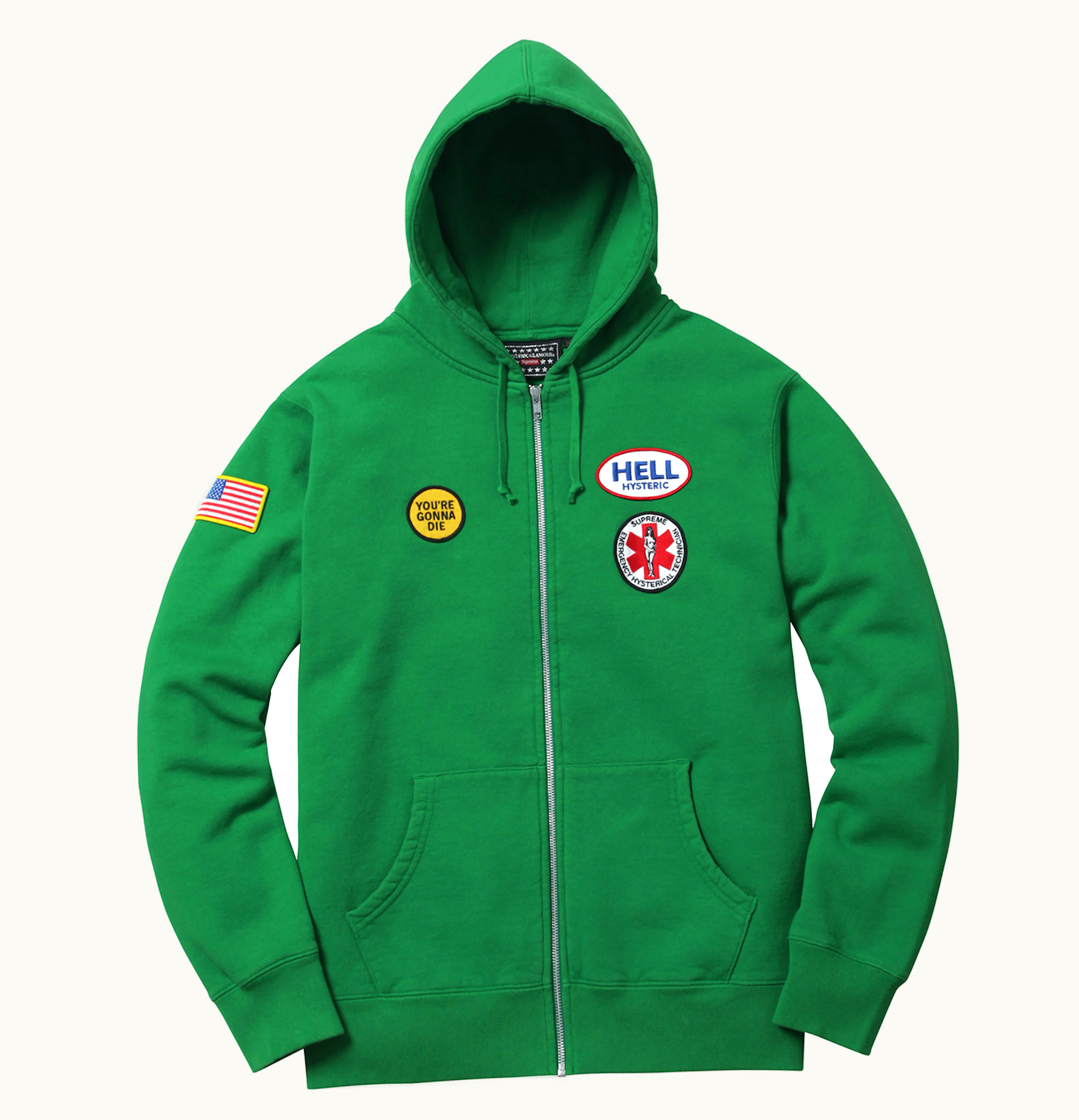 Supreme Supreme Hysteric Glamour Patches Zip Up Sweatshirt Green
