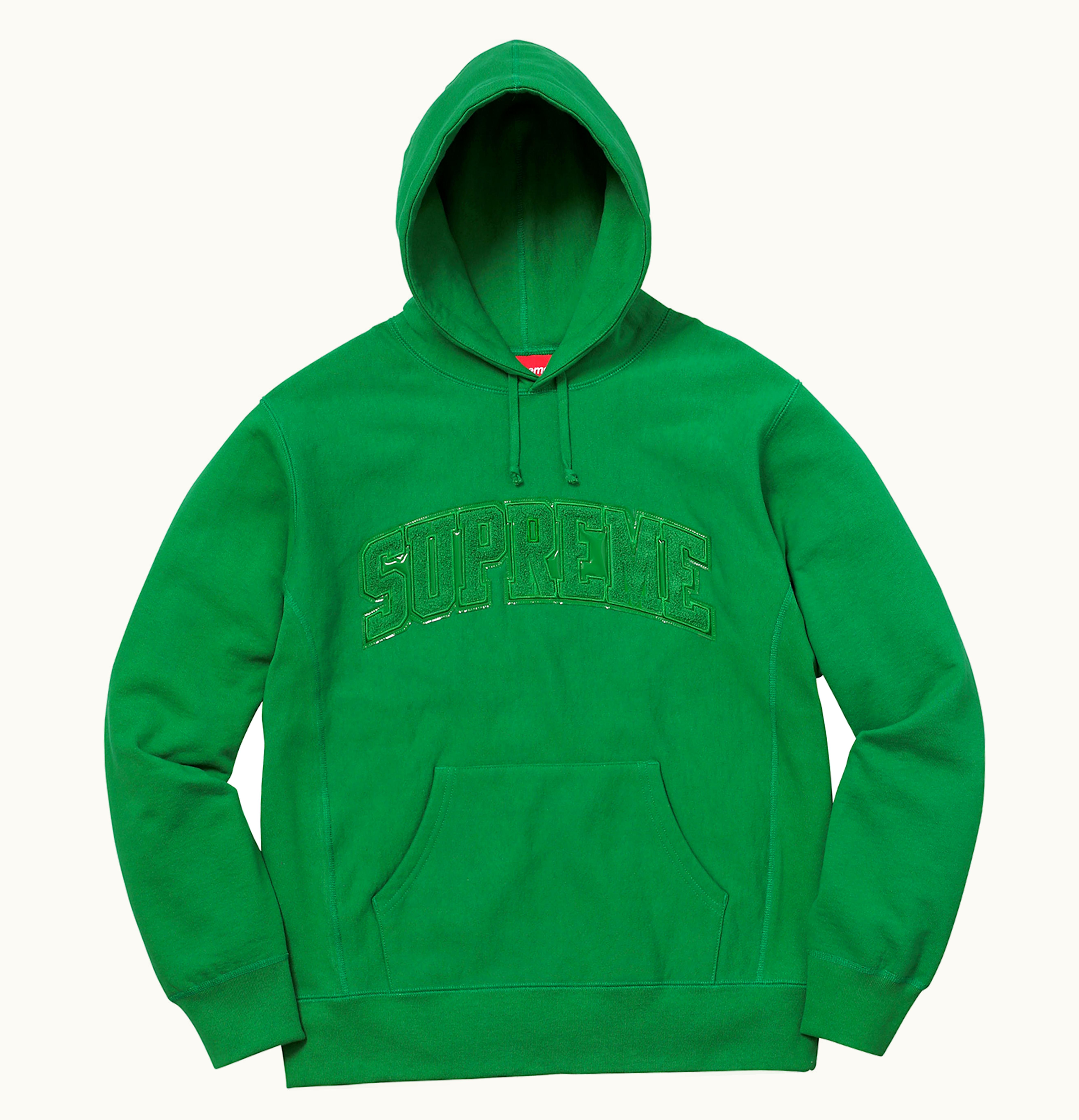 Supreme Supreme PatentChenille Arc Logo Hooded Sweatshirt Kelly Green