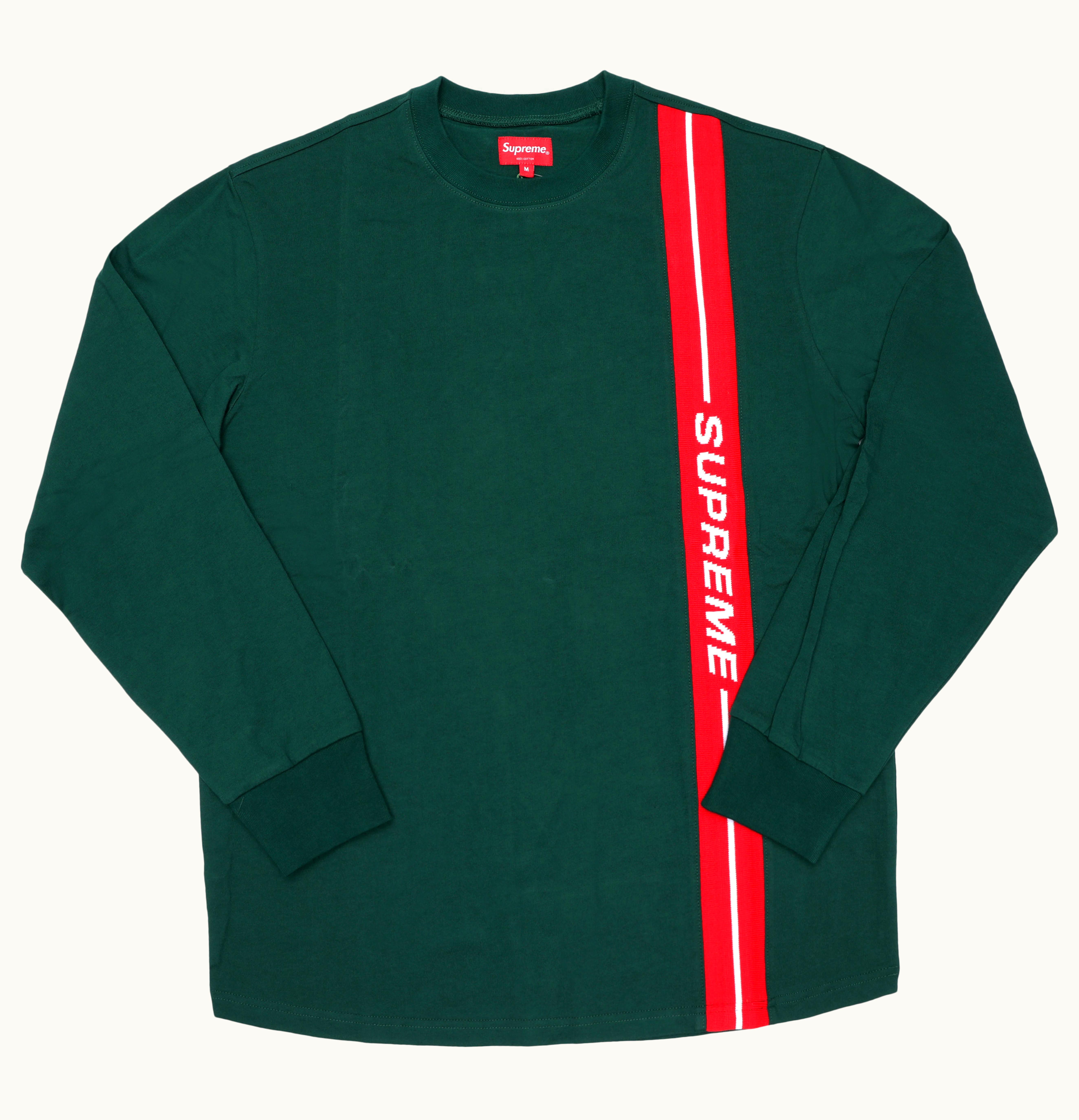 Supreme Supreme Vertical Logo Stripe LS Top Dark Green