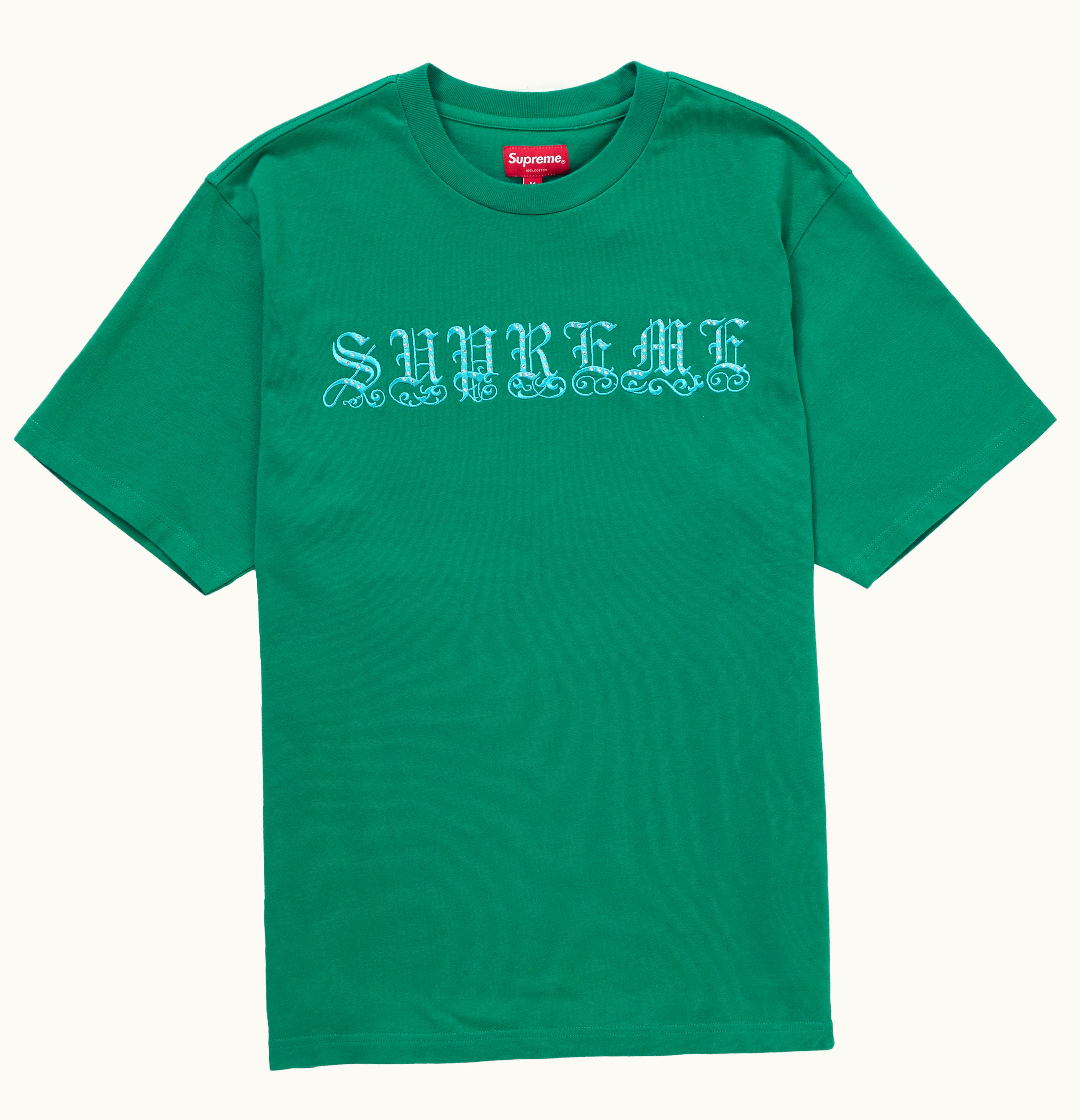 Supreme Supreme Old English Rhinestone S S Top Green