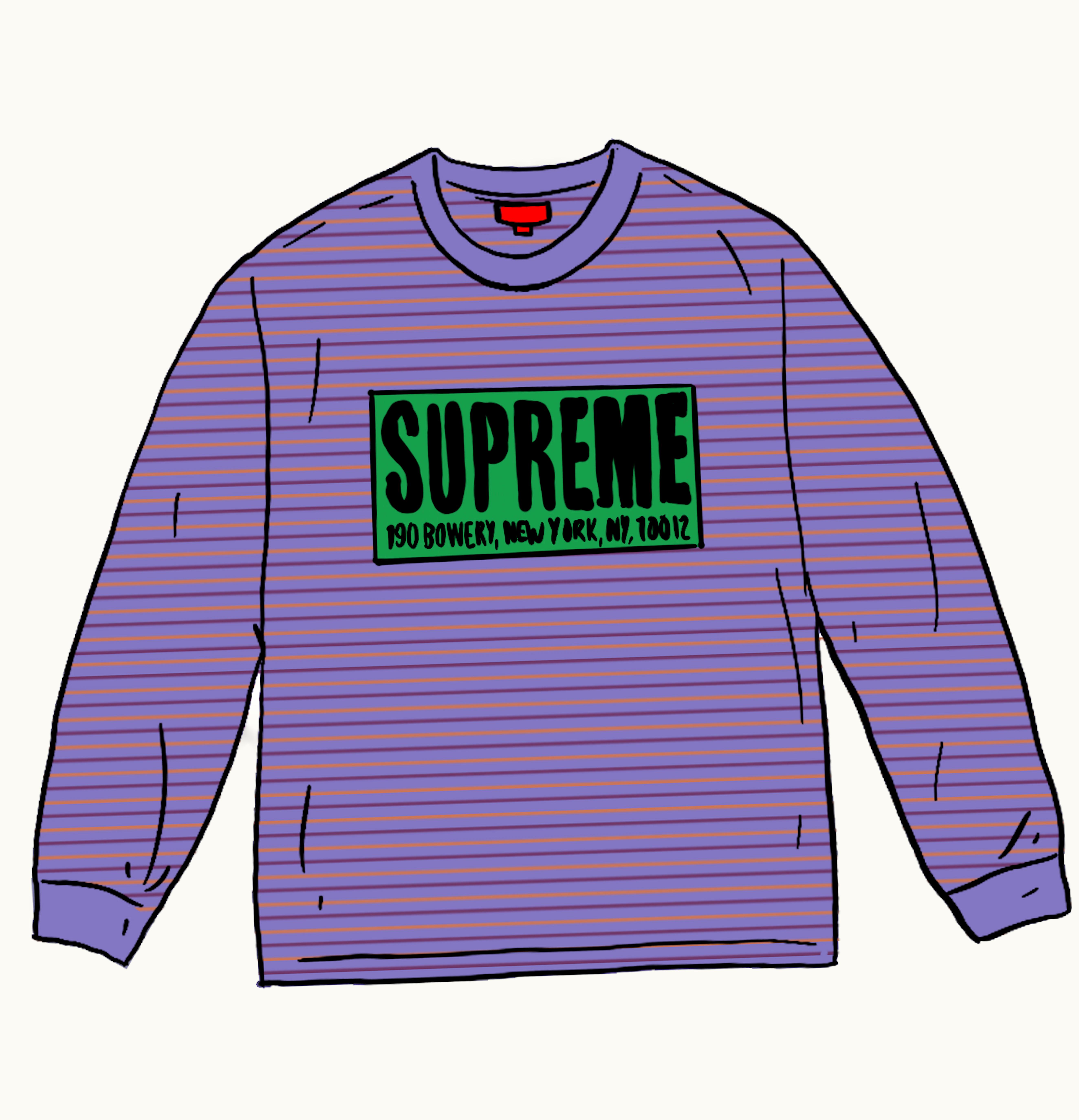Supreme Supreme Thin Stripe L S Top Light Purple
