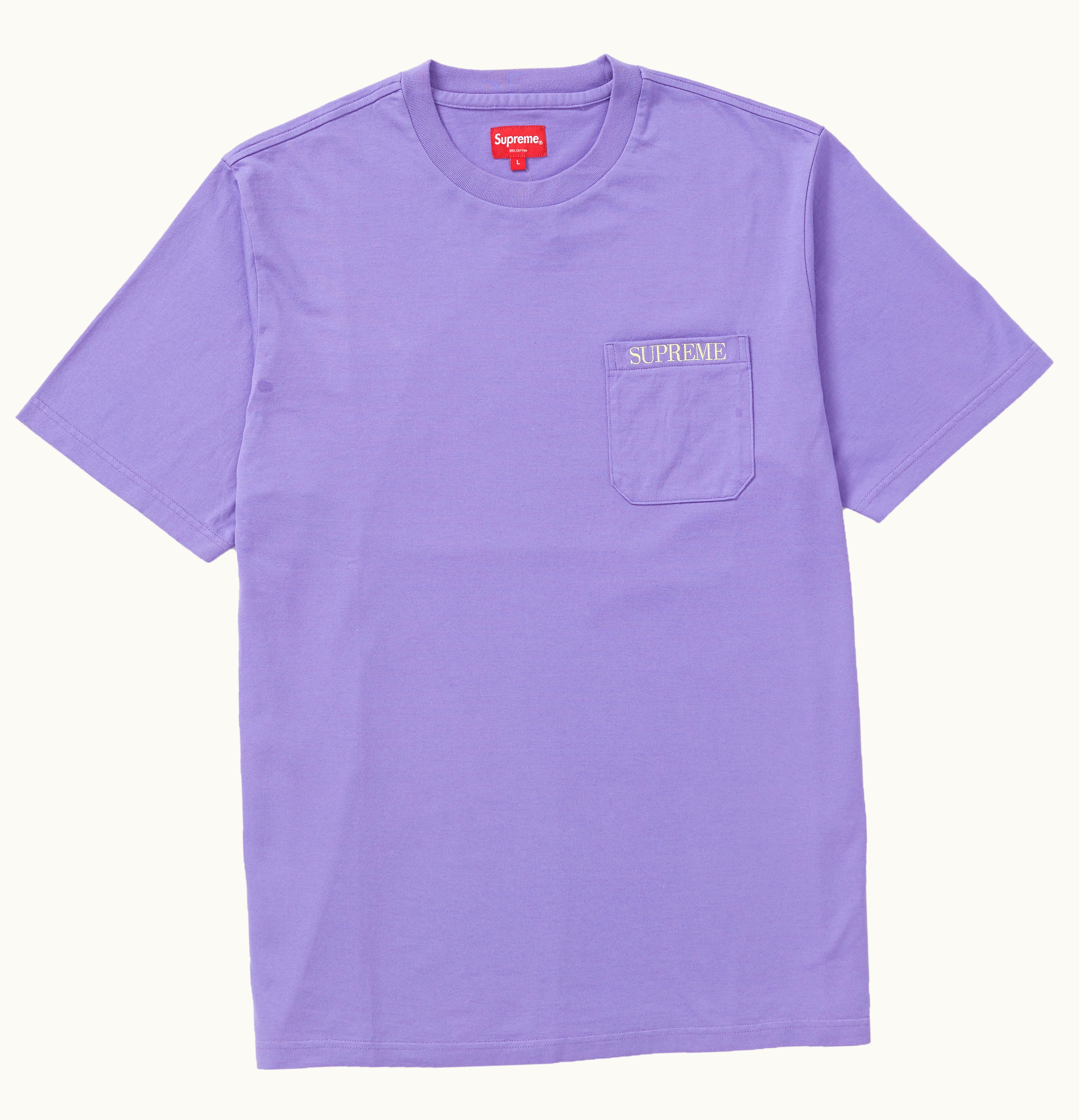 Supreme Supreme Embroidered Pocket Tee Pale Purple