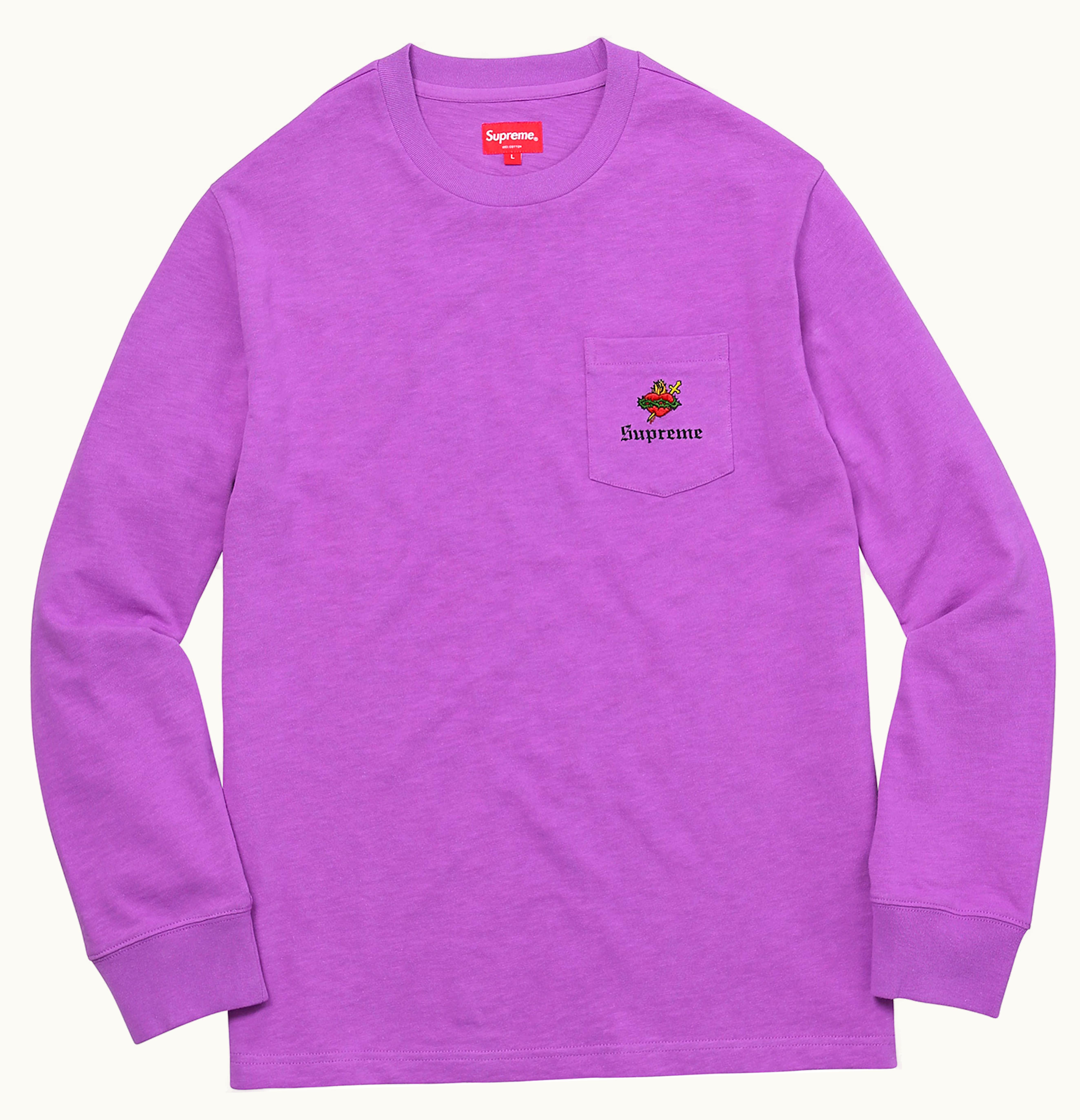 Supreme Supreme Sacred Heart LS Pocket Tee Bright Purple