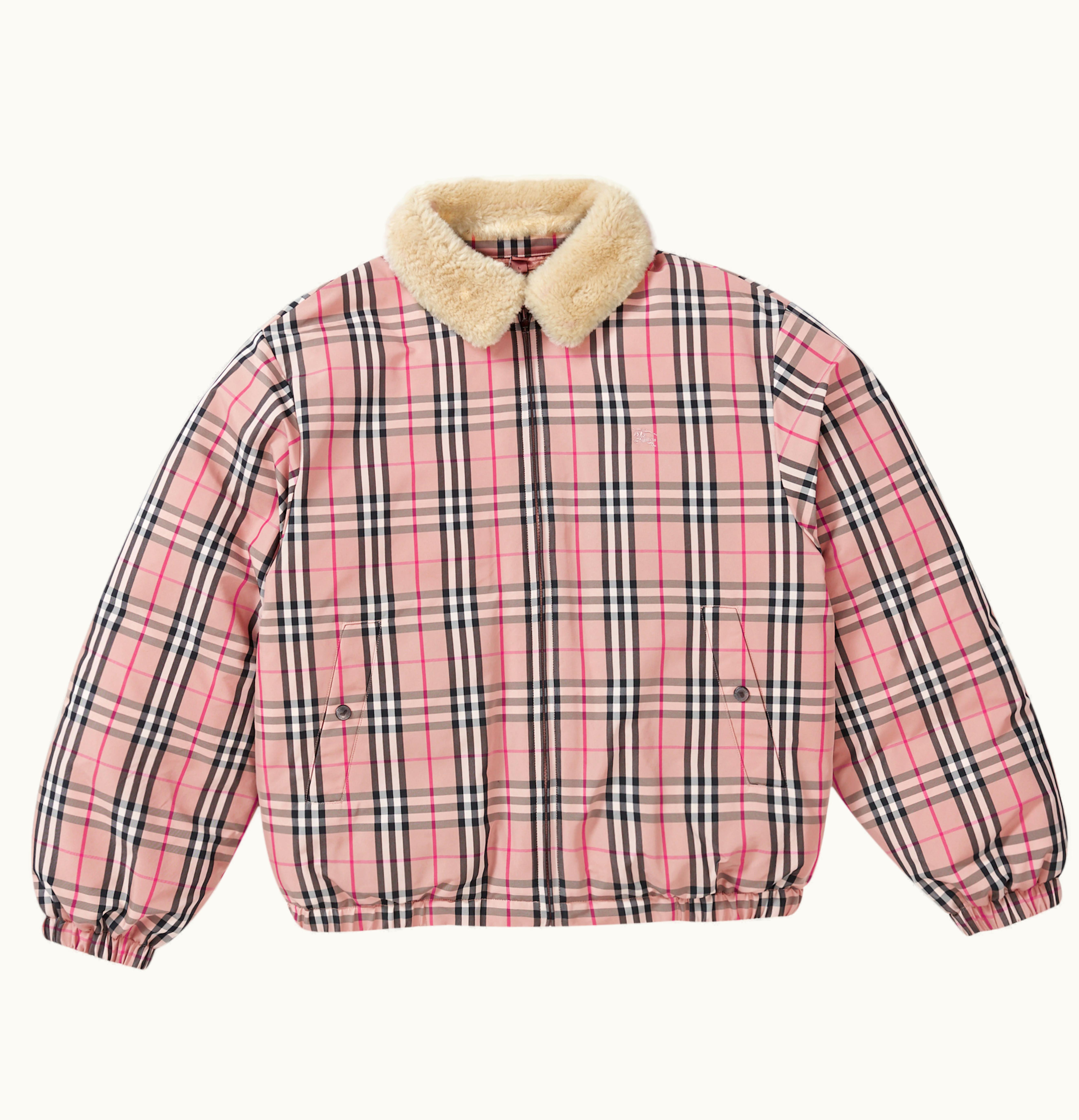 Supreme Supreme Burberry Shearling Collar Down Puffer Jacket Pink