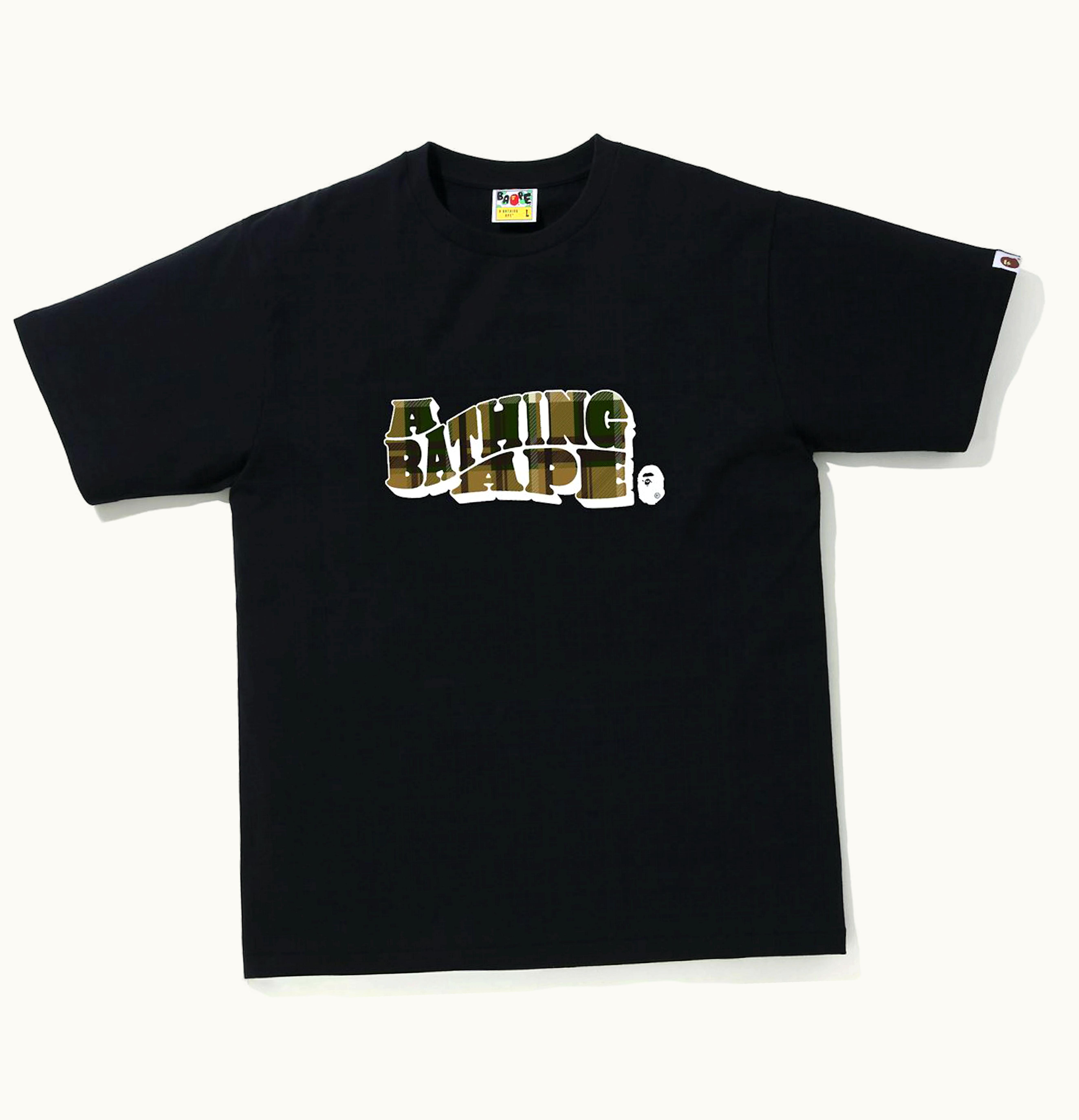 BAPE BAPE Check A Bathing Ape Logo Tee Black Green