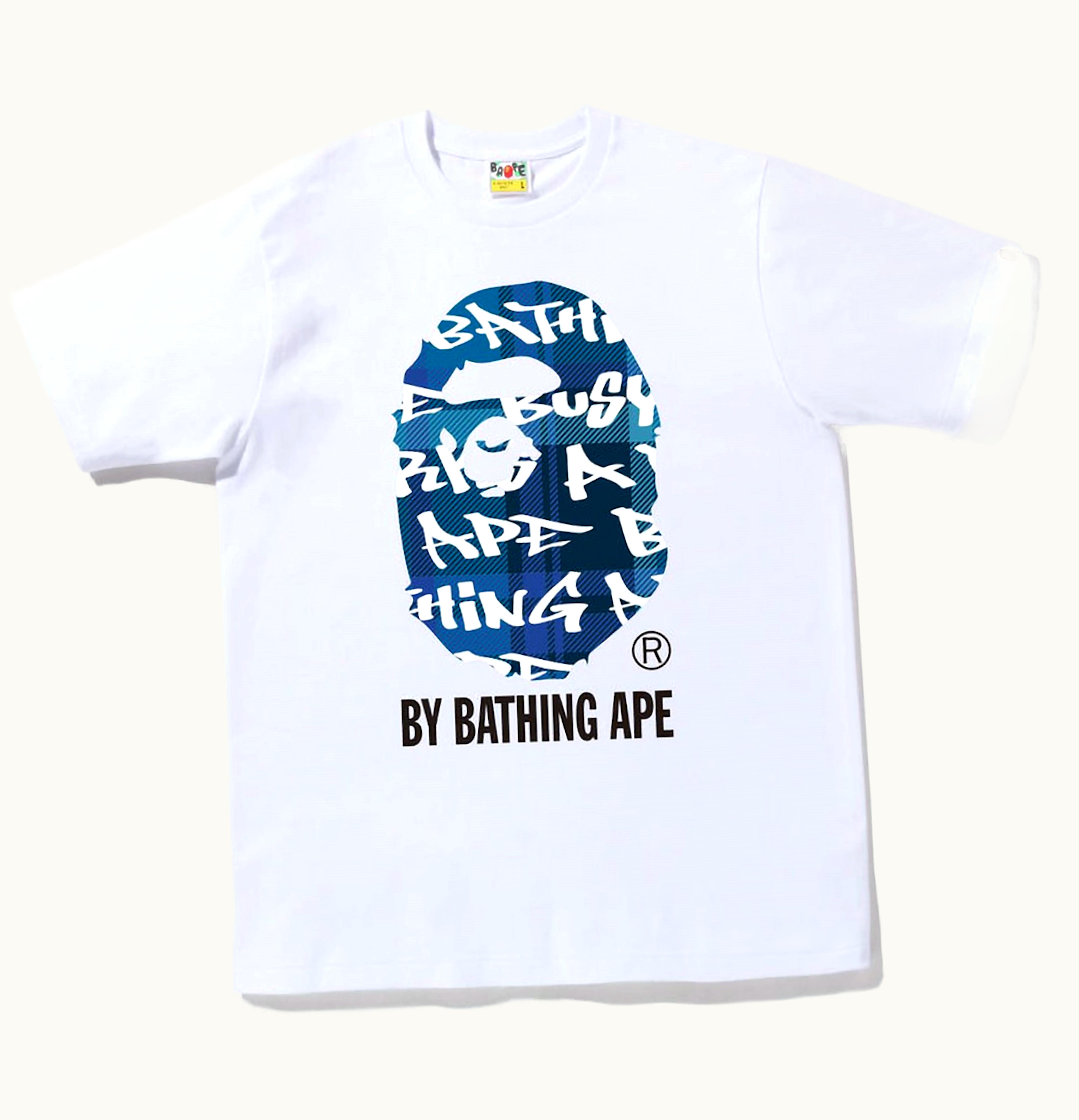 BAPE BAPE Graffiti Check By Bathing Ape Tee White Blue