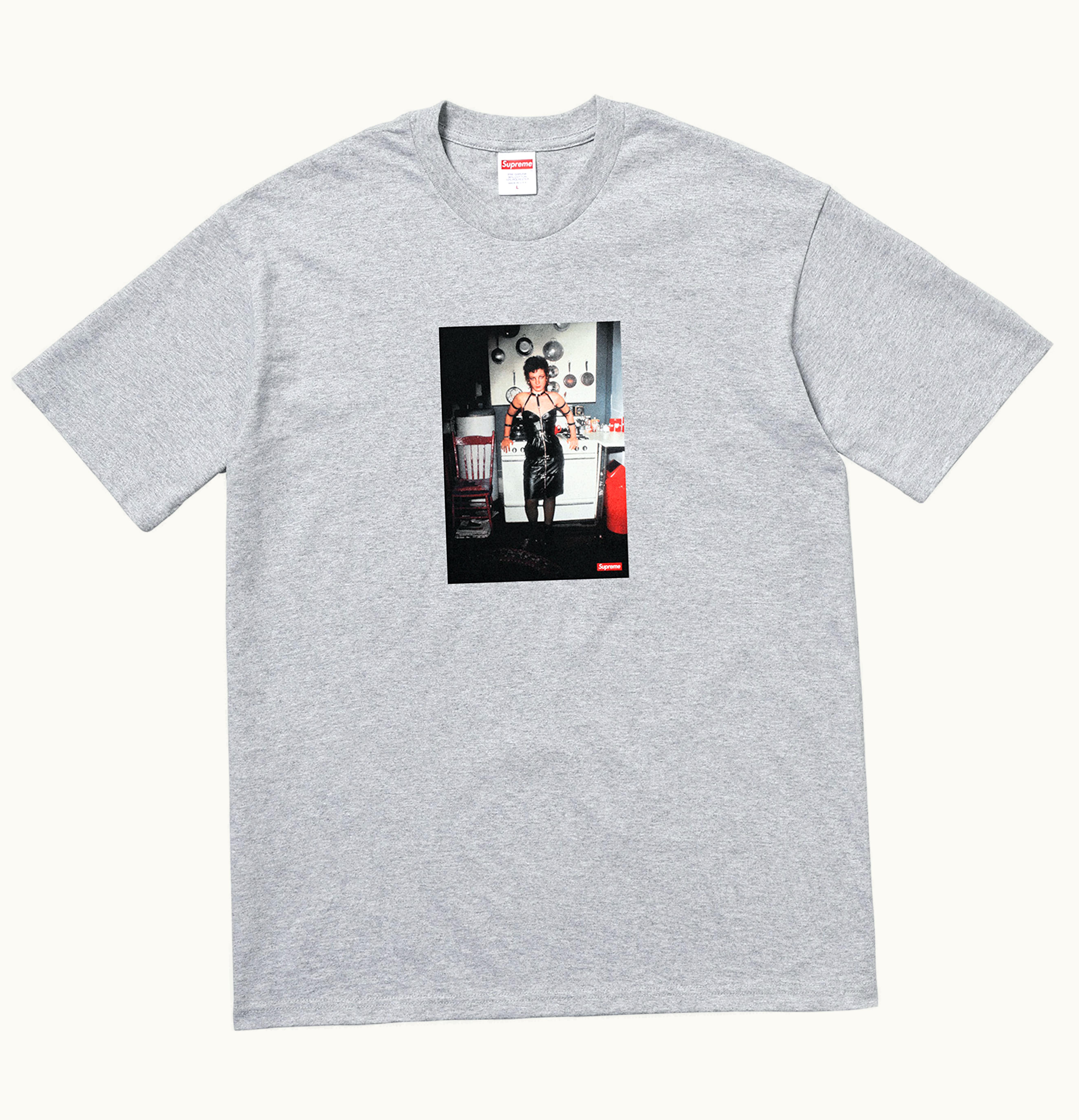 Supreme Supreme Nan GoldinSupreme Nan as a dominatrix Tee Heather Grey