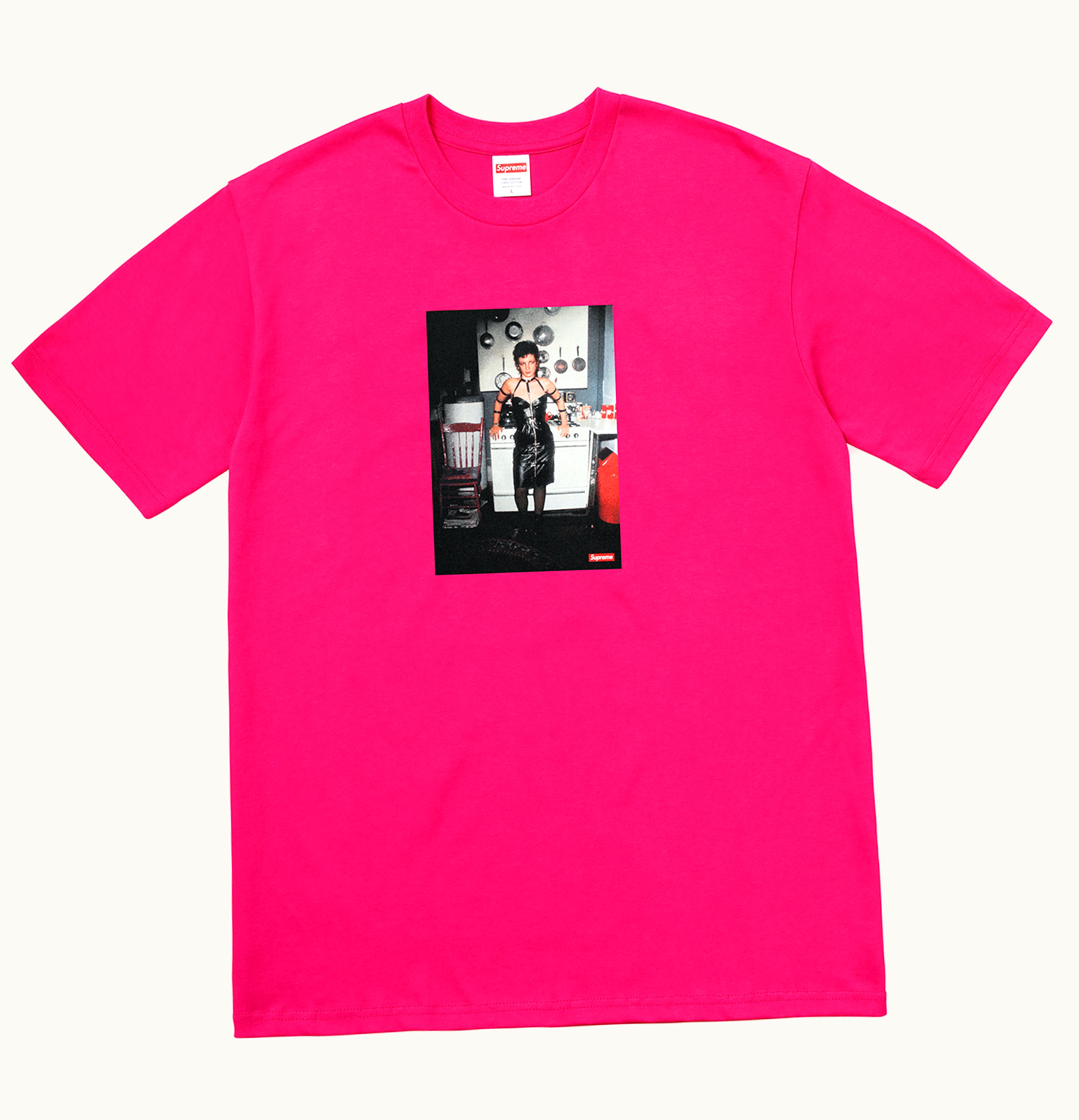 Supreme Supreme Nan GoldinSupreme Nan as a dominatrix Tee Hot Pink