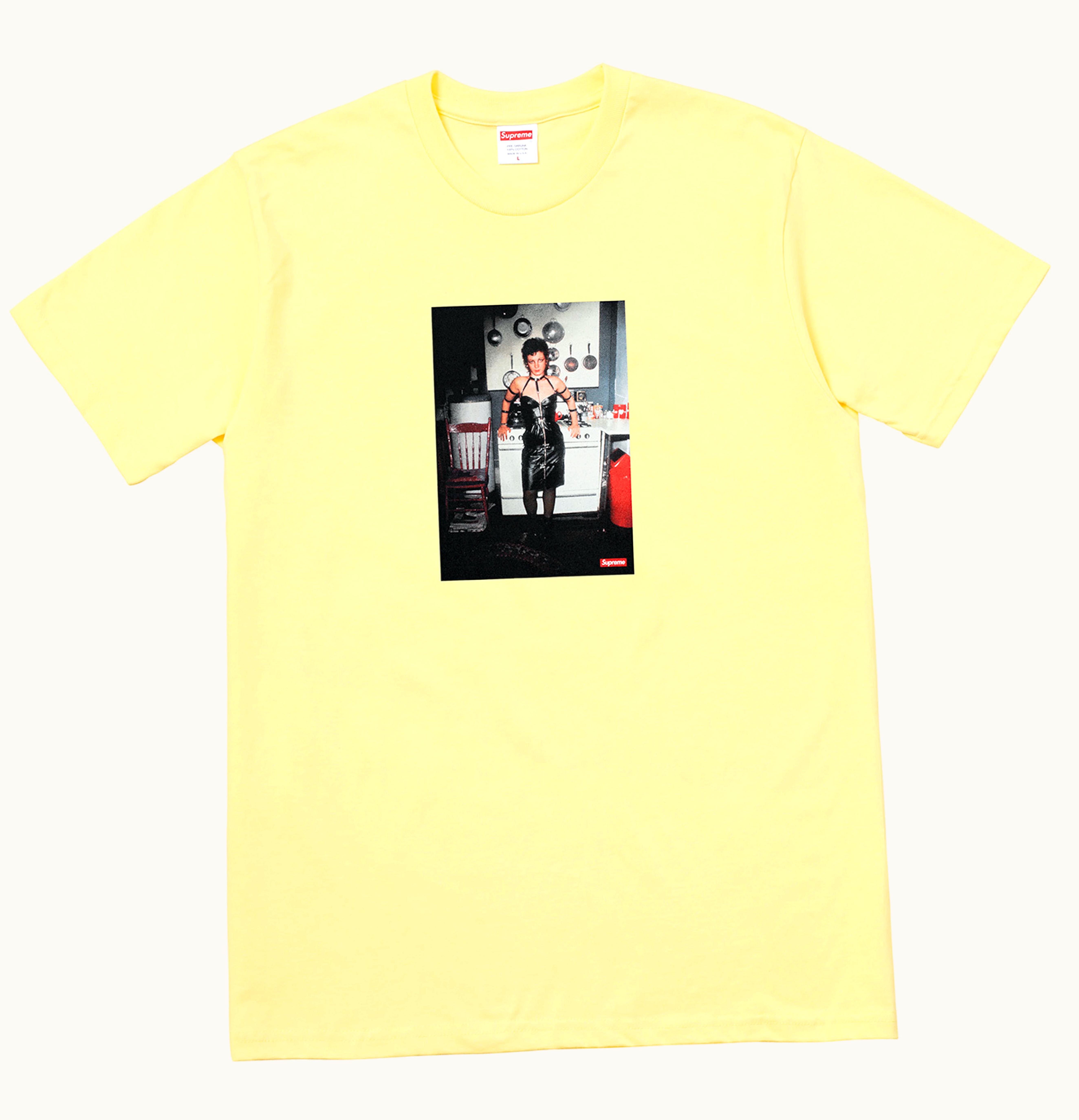 Supreme Supreme Nan GoldinSupreme Nan as a dominatrix Tee Pale Yellow