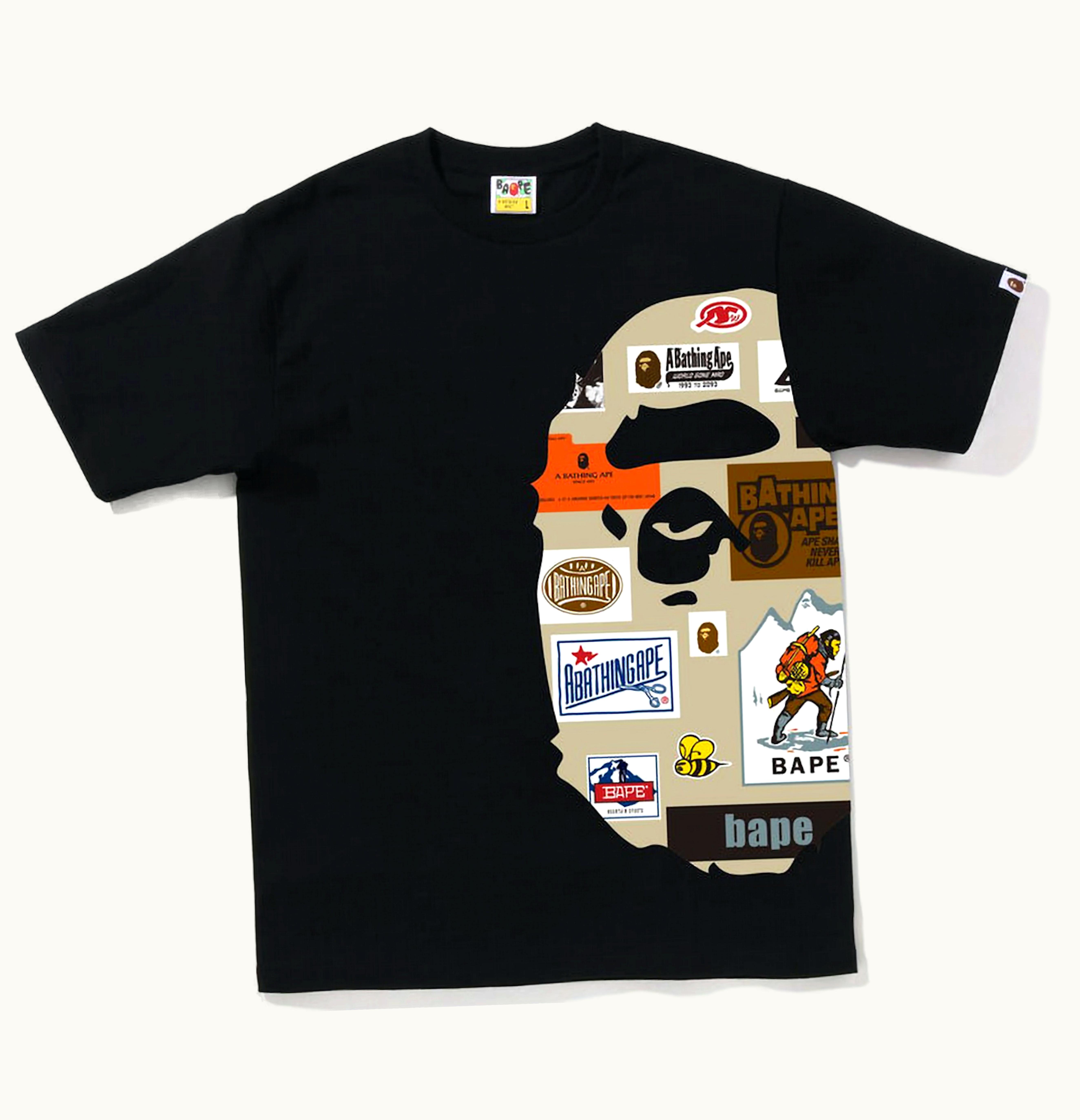 BAPE BAPE Multi Label Side Big Ape Head Tee Black