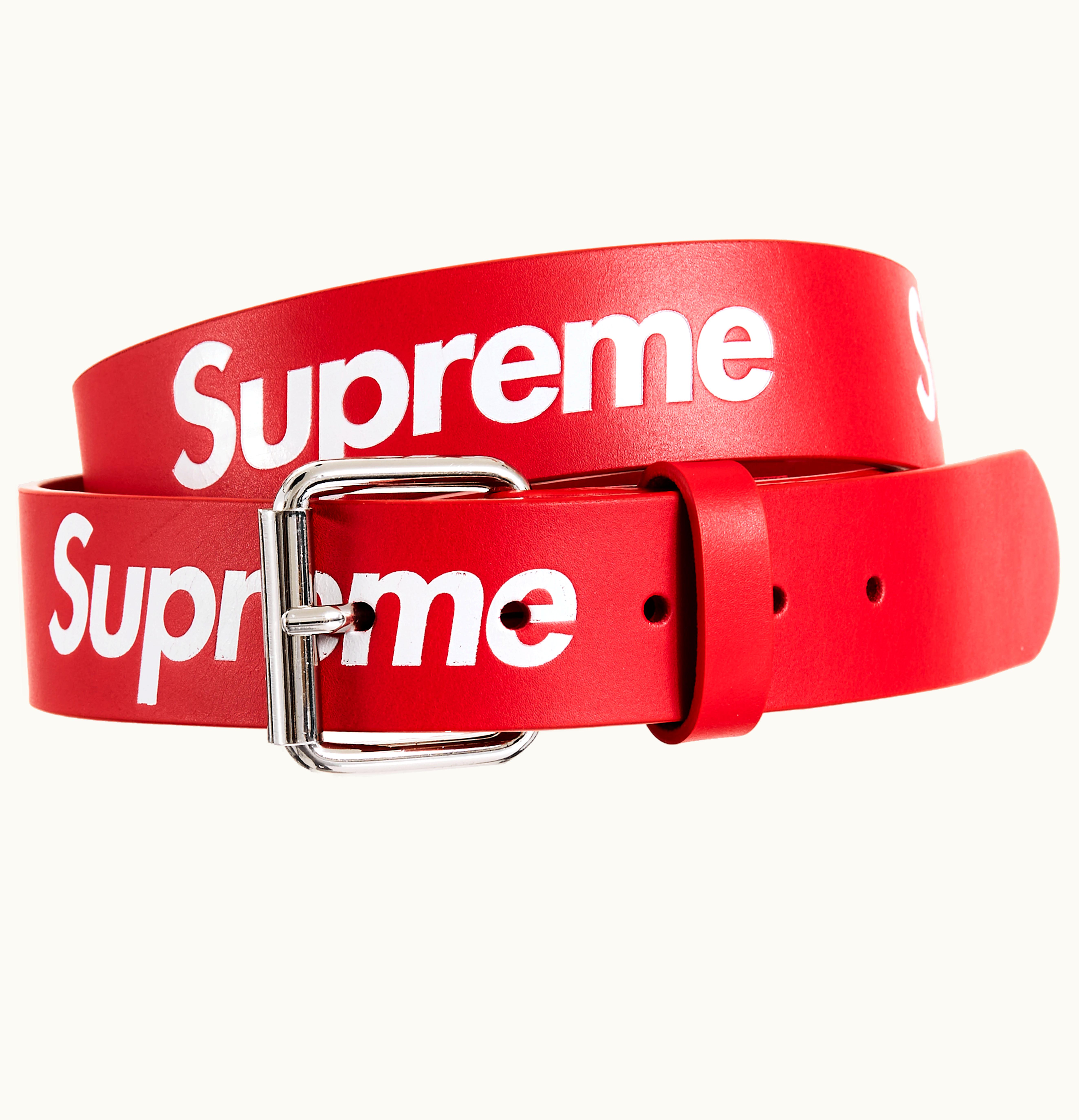 Supreme Supreme Repeat Leather Belt Red