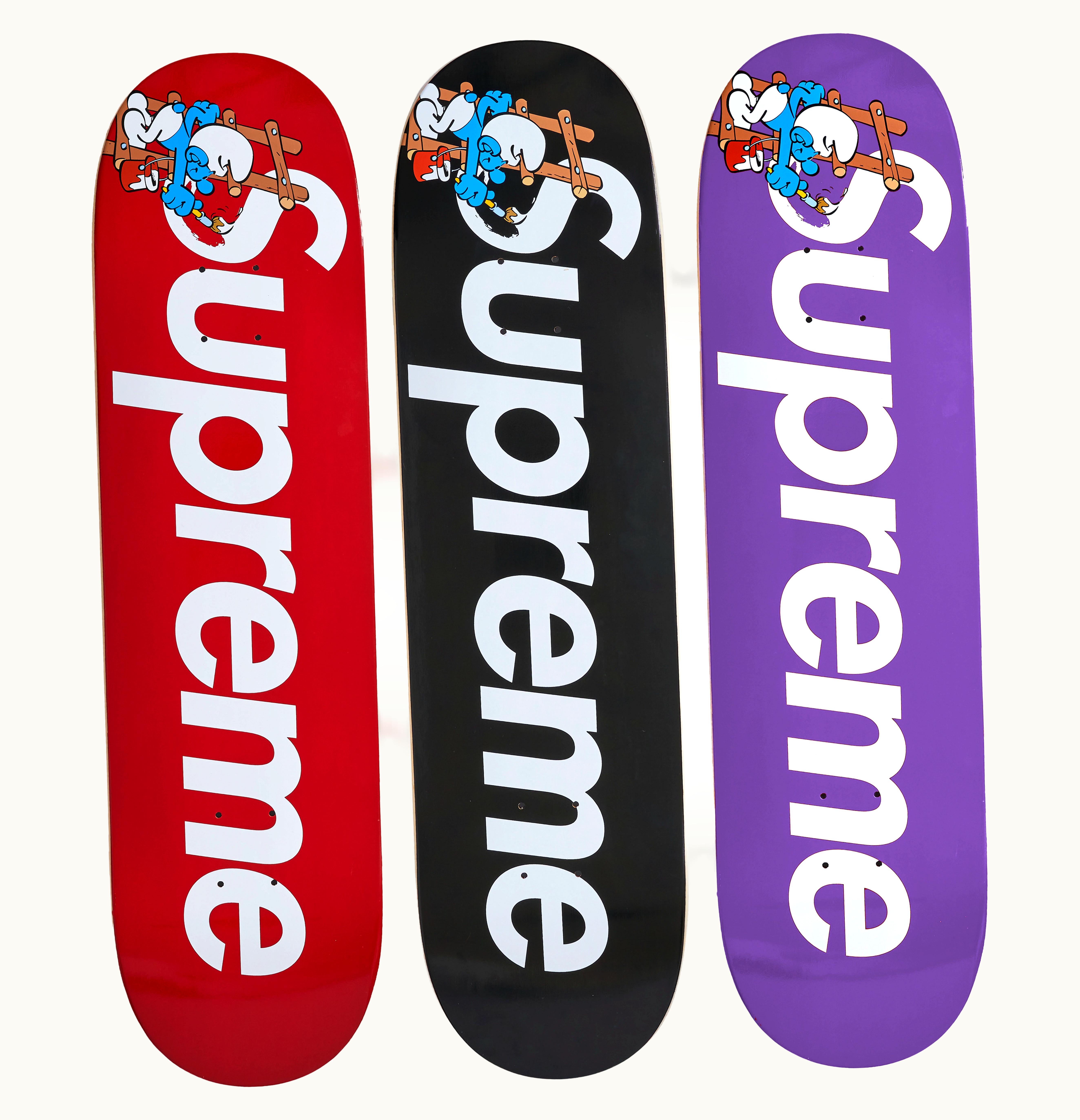 Supreme Supreme Smurfs Skateboard Red Purple Black Set