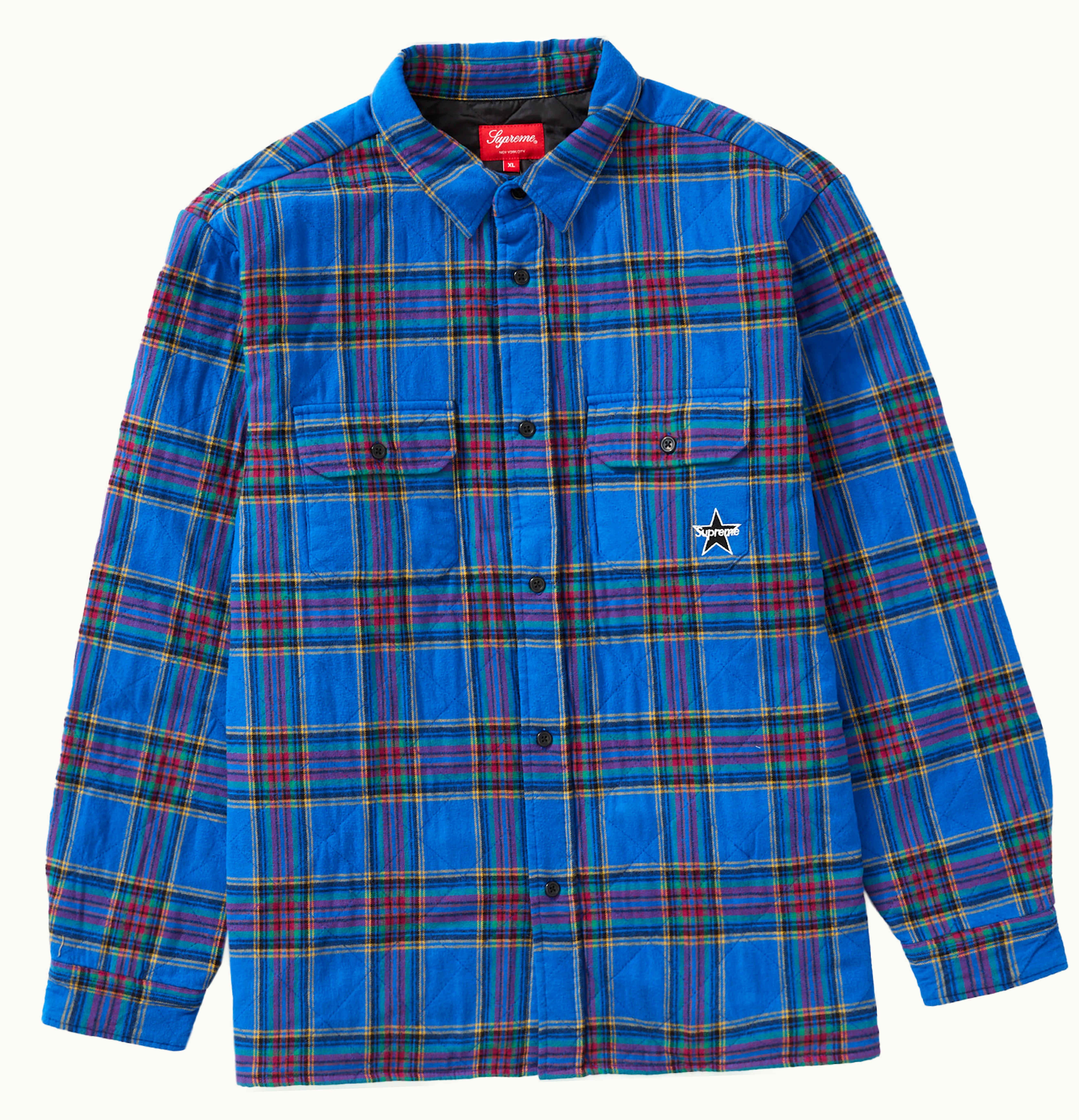 Supreme Supreme Quilted Plaid Flannel Shirt Dusty Royal